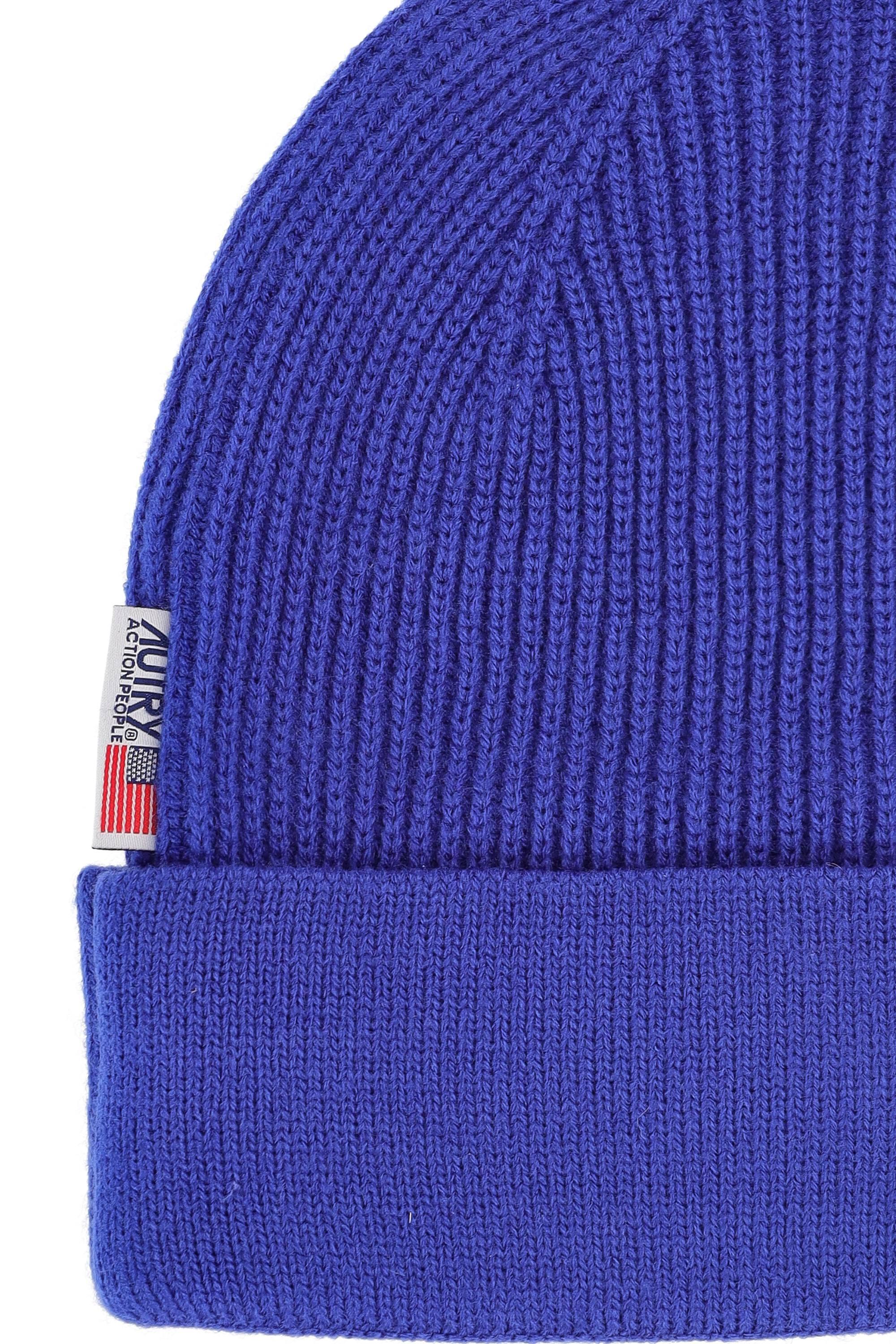 Autry Cuffia in lana a costine con logo ACIU BE26 PATCH BLUE