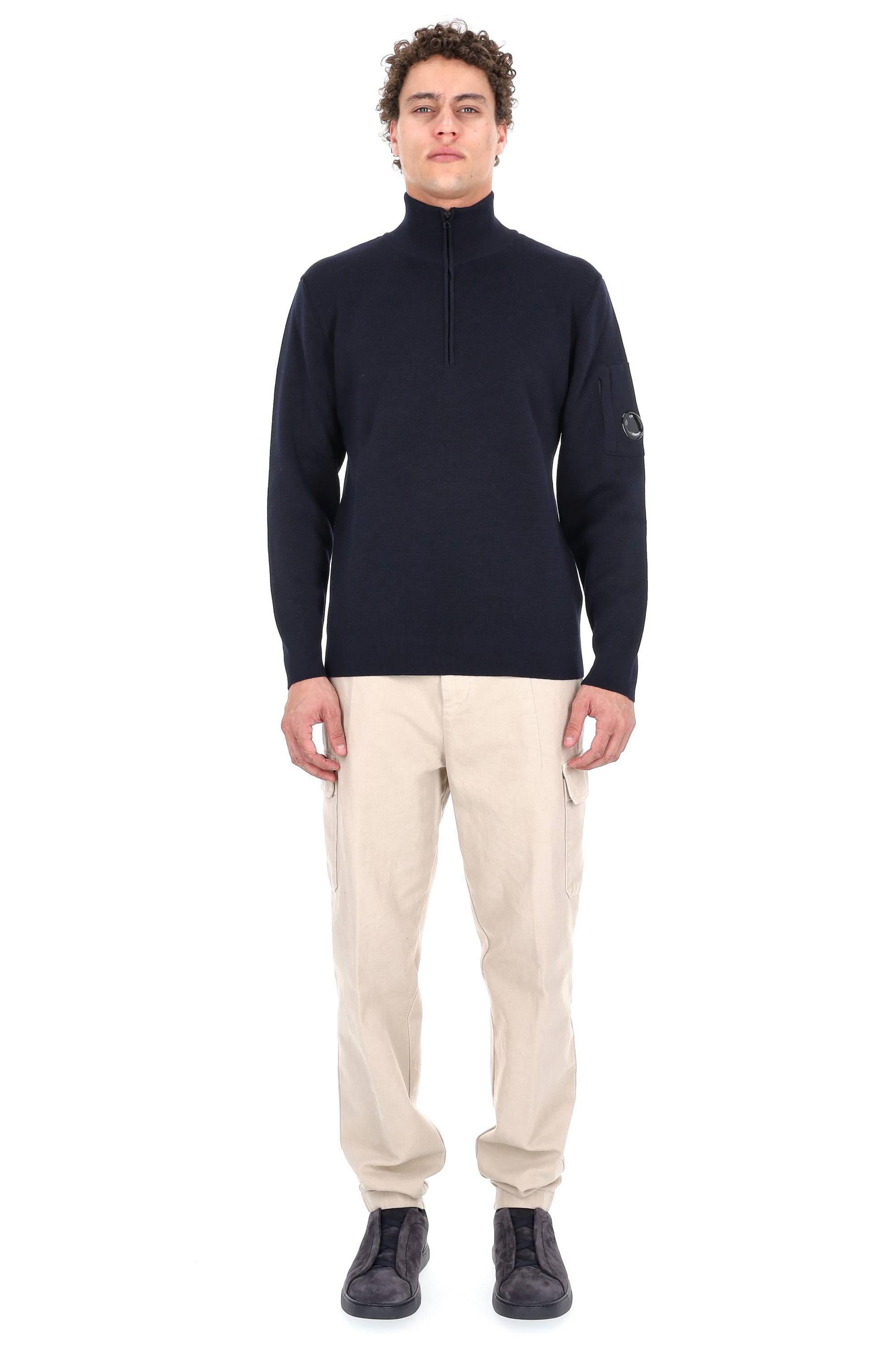 CP Company Maglia mezza zip in lana re-wool MKN201A00-6595A 888