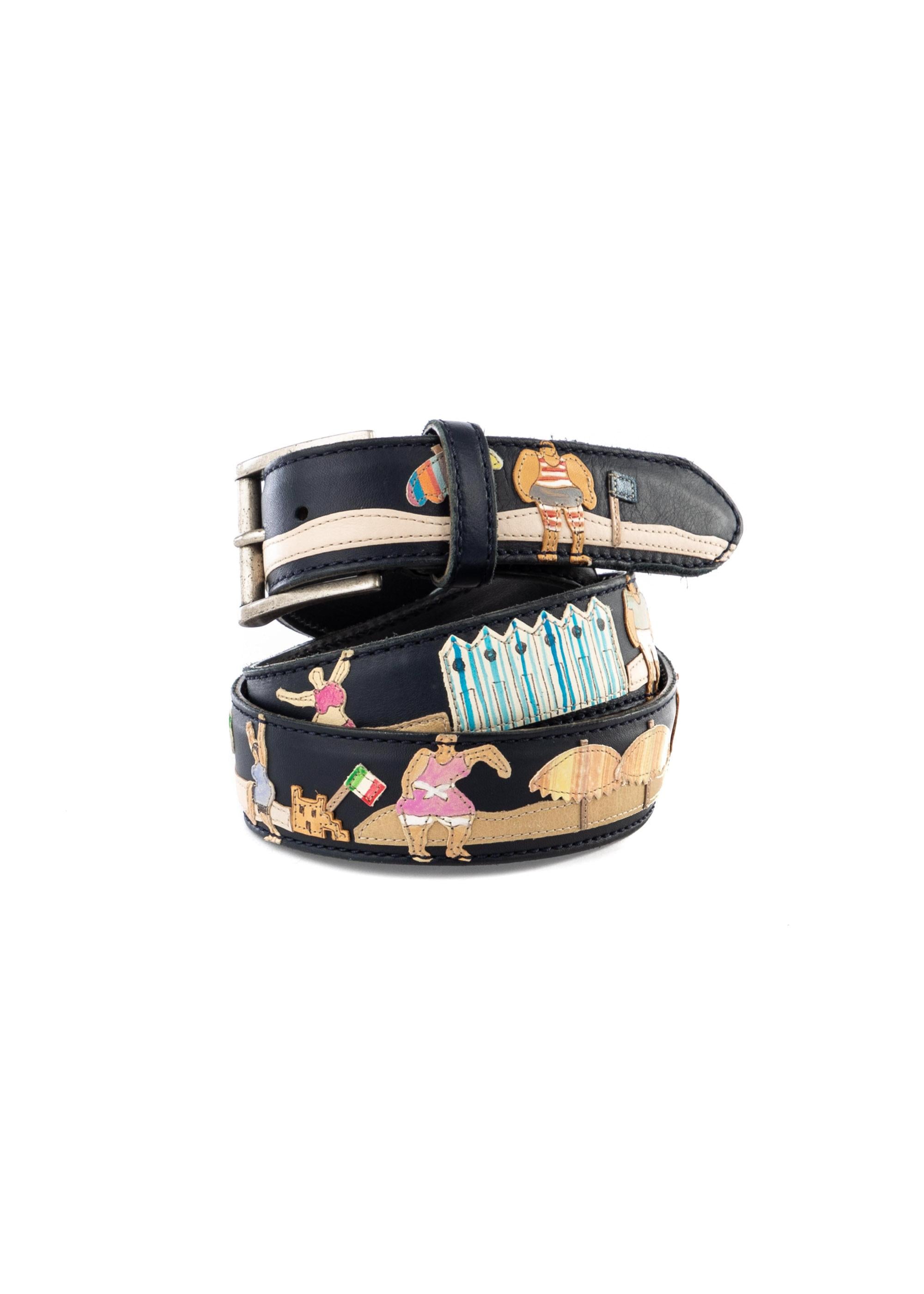 Artigianato Italiano Cintura artigianale in pelle "Bagnanti" BAGNANTI MLTCLR