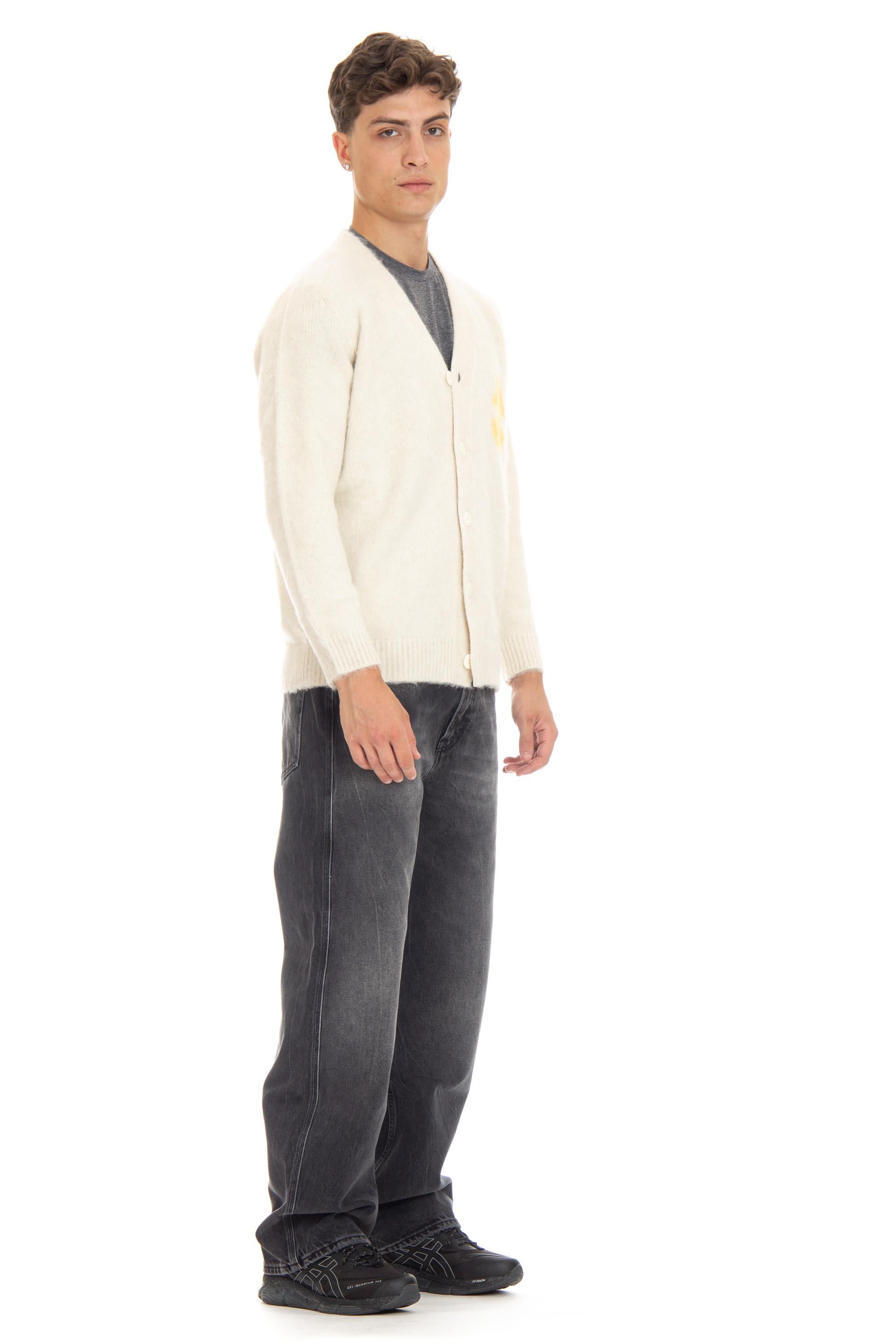 Cardigan in lana-alpaca disegno jacquard CRPM 77WS WOOL WHT VTG Autry
