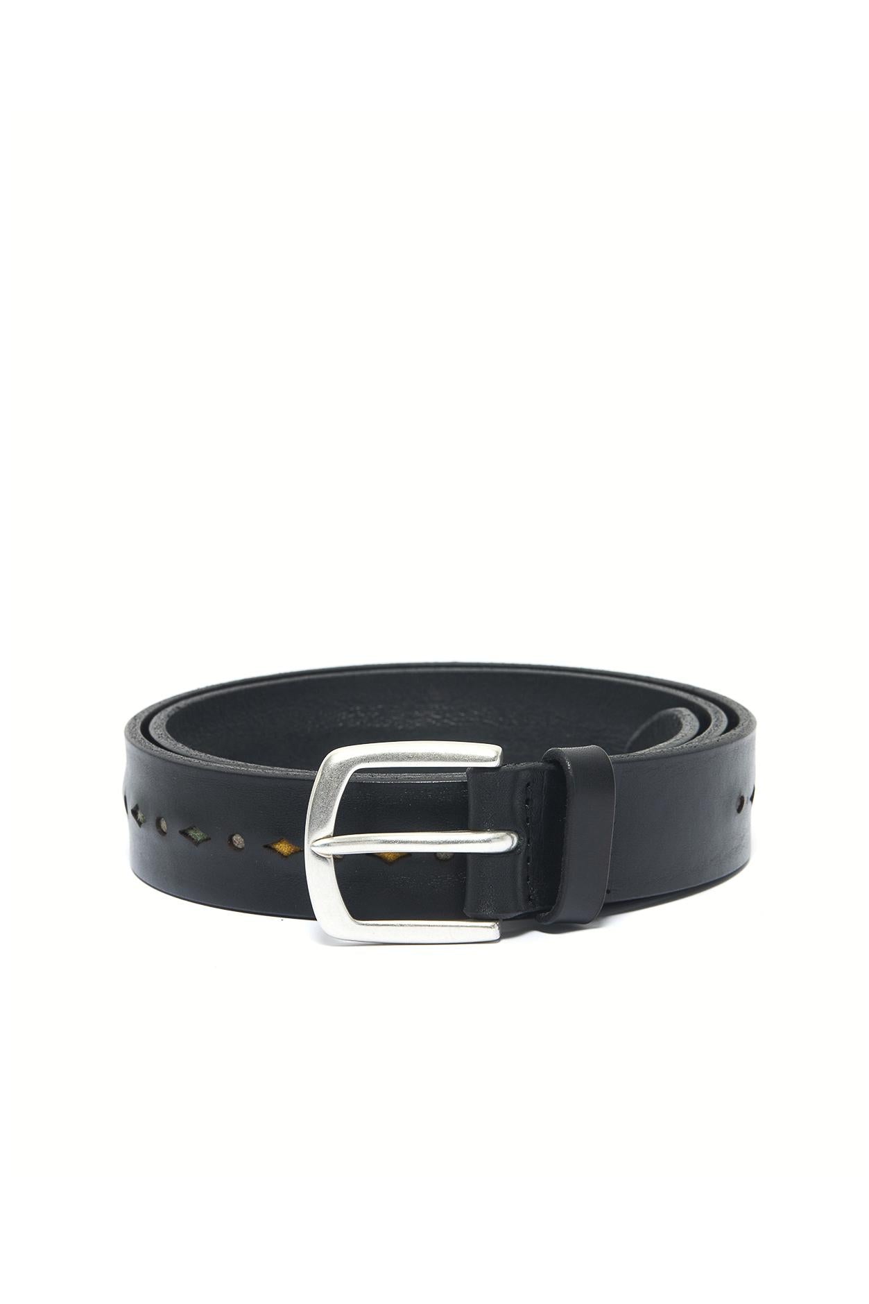 Cintura in pelle con dettagli in tessuto U08345_BLL NERO Orciani