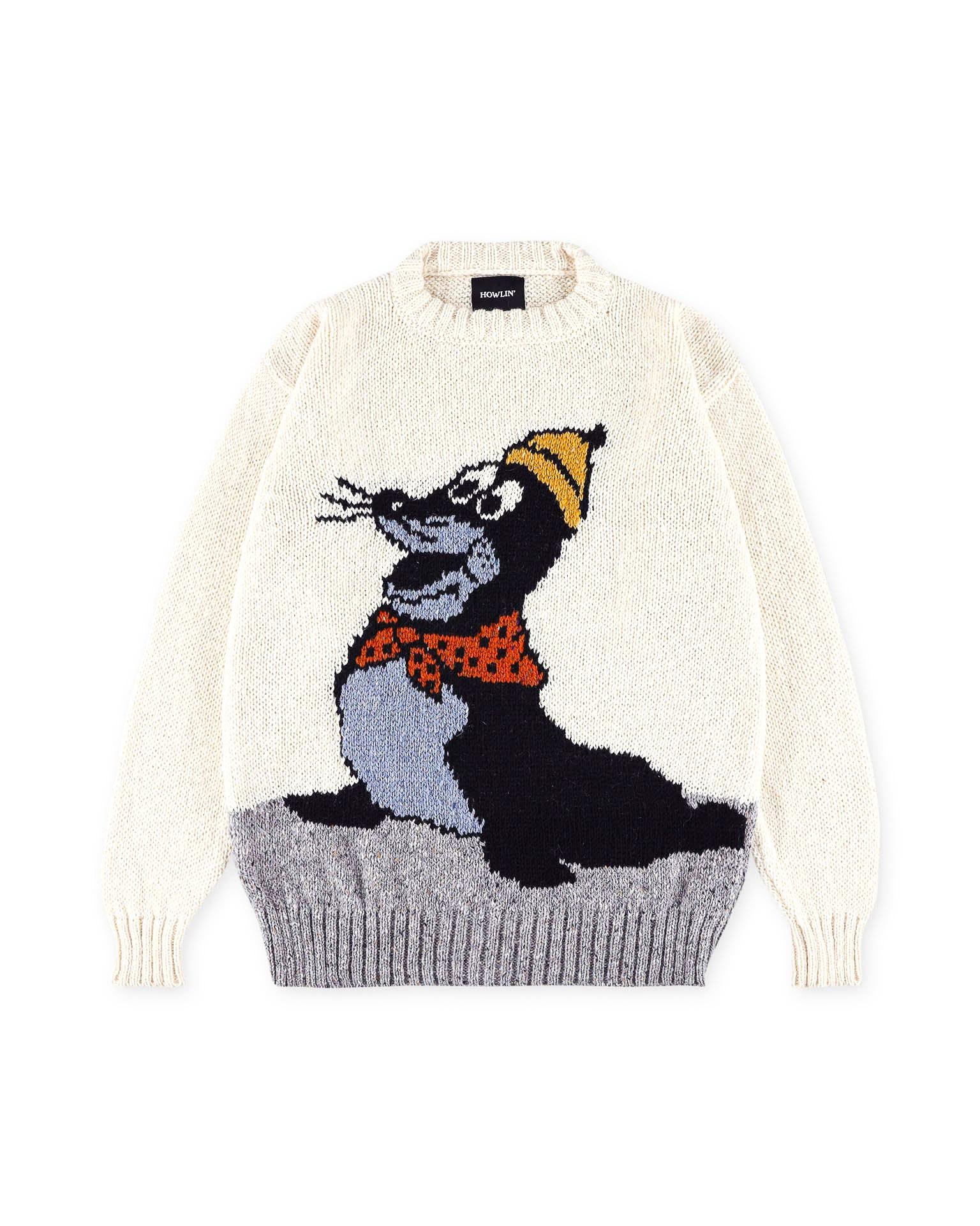 Howlin' Maglia girocollo in lana-mohair disegno foca jacquard MY NEW BEST FRIEND FROSTY