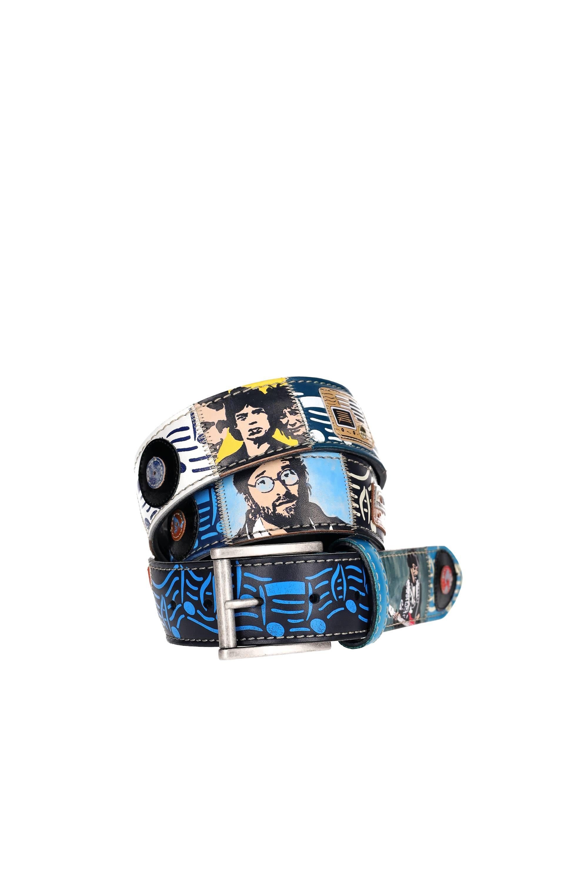 Artigianato Italiano Cintura artigianale dipinta a mano in pelle "Rock Star" ROCK STAR MLTCLR