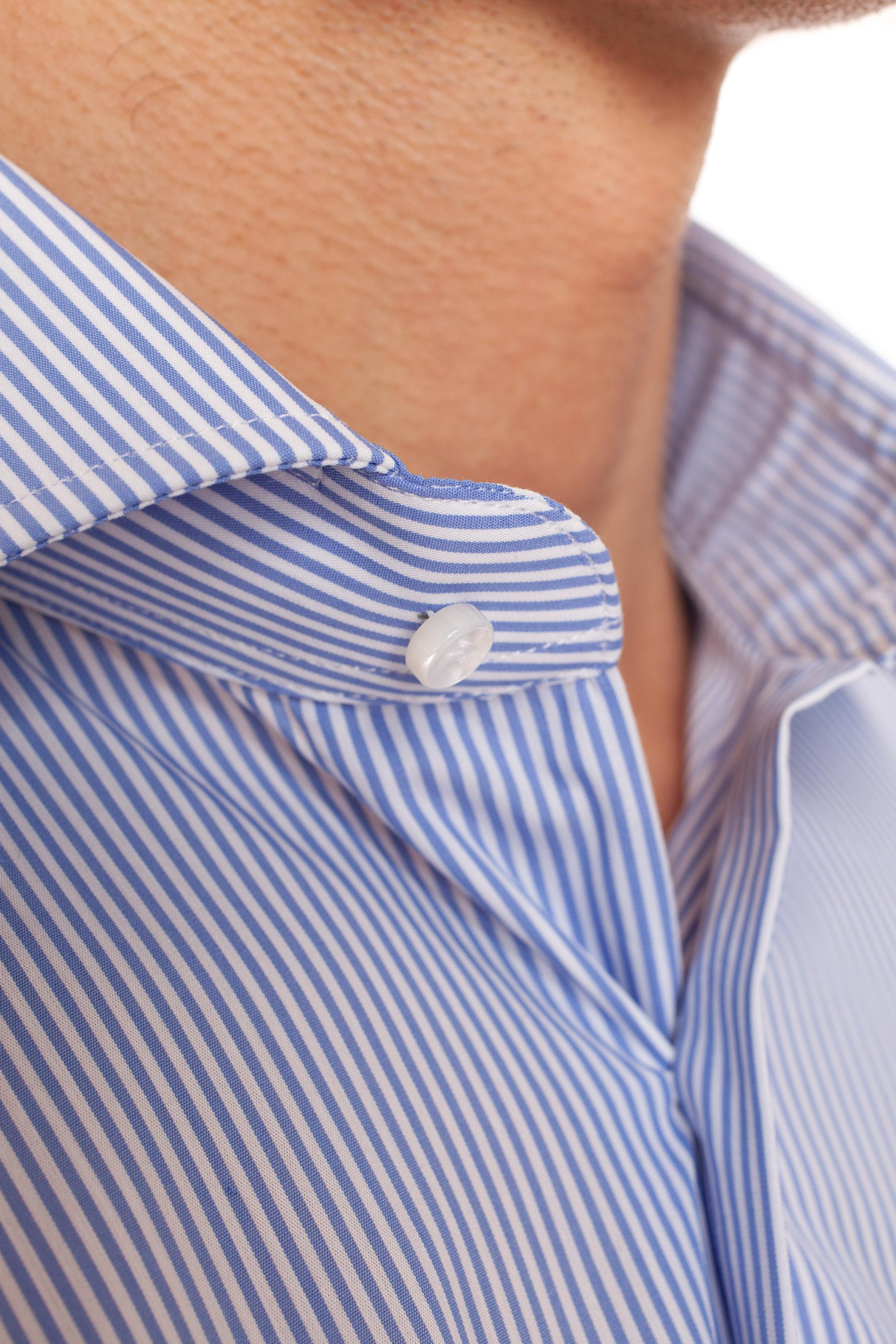 Camicia bacchettata in popeline stretch etichetta Nera I1U13P0136072.U BI/BLU Barba