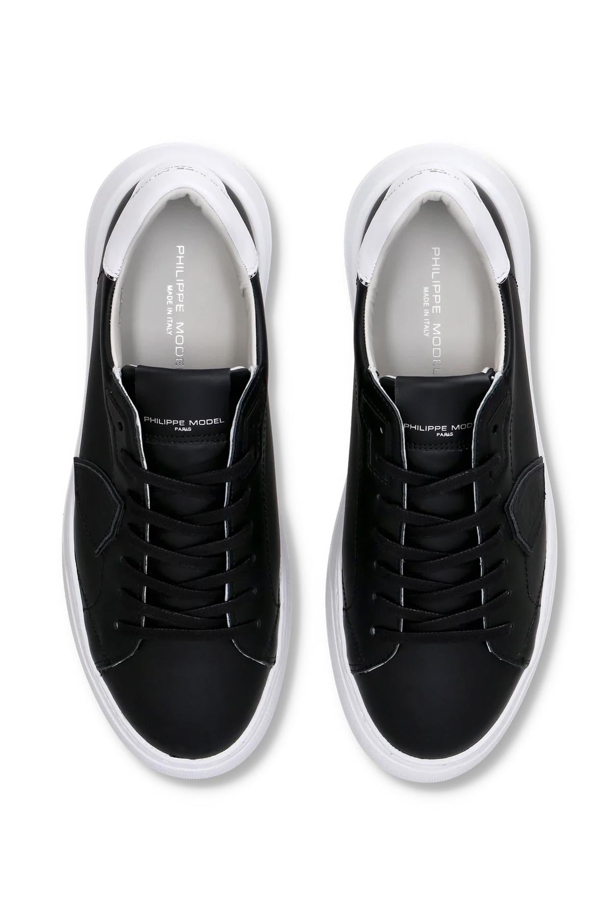 Philippe Model Sneaker low Temple in pelle black con talloncino bianco BTLU-V002 BLACK