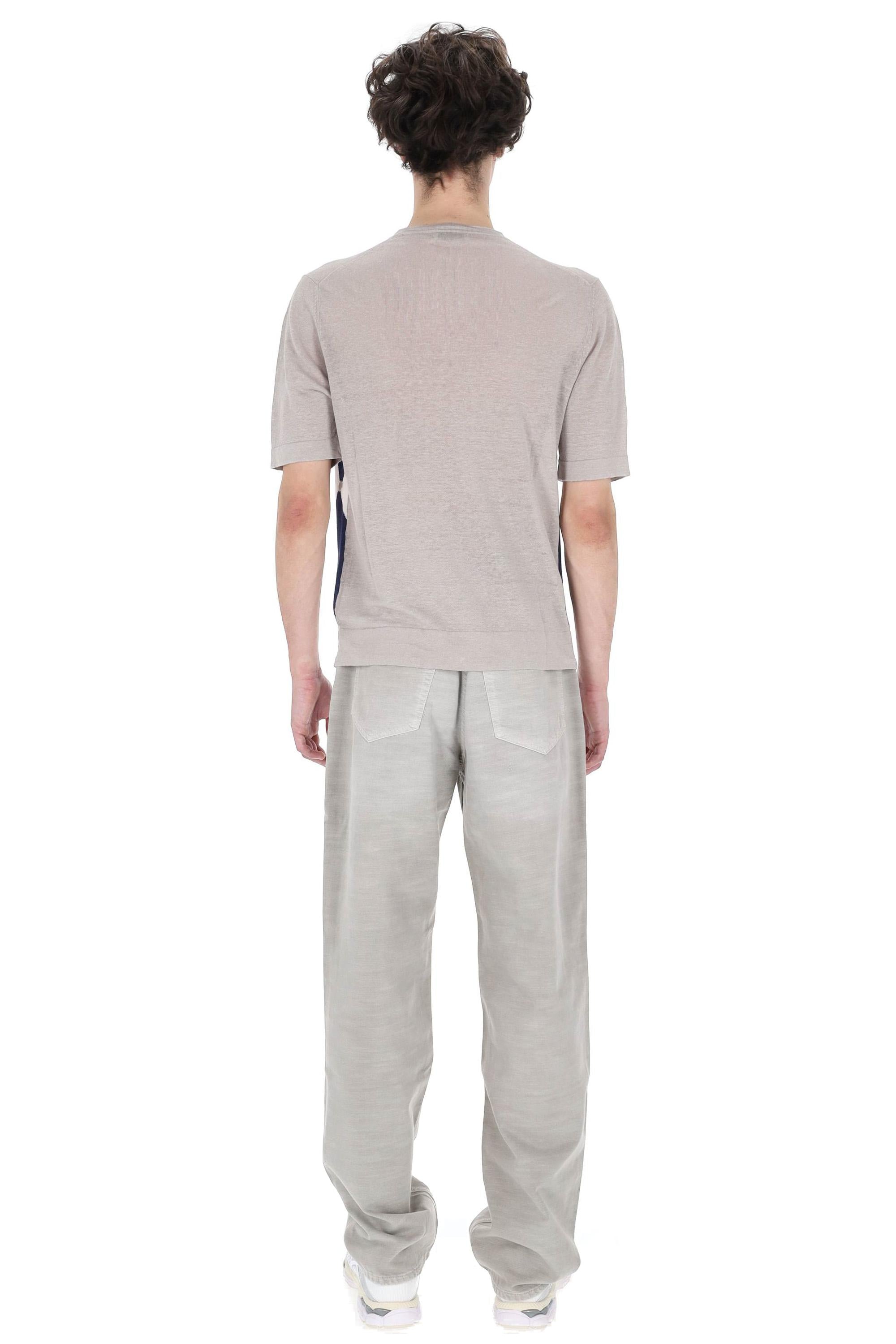 Ballantyne T-shirt girocollo in lino-cotone fantasia diamond argyle B2W025 14L20 95020