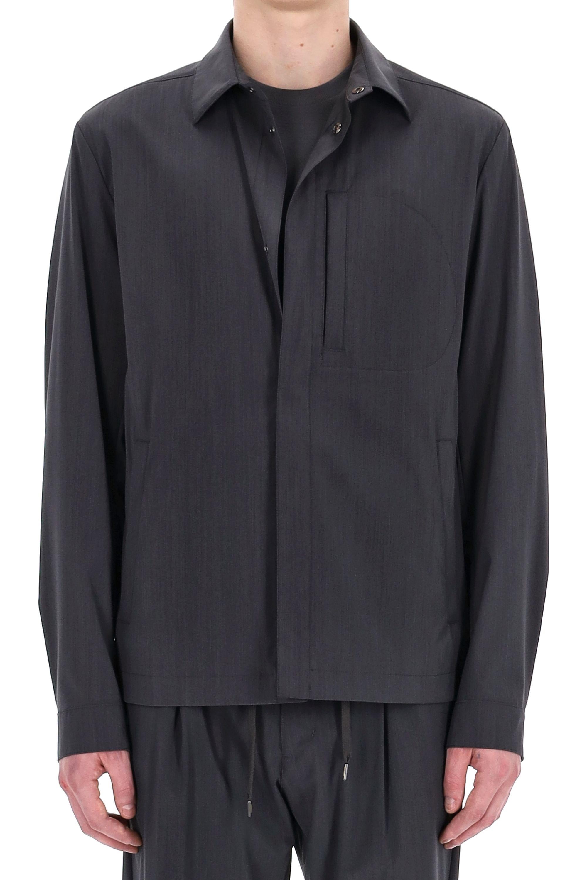 Giubbino collo camicia in lana tecnica GI000495U 9487 Herno