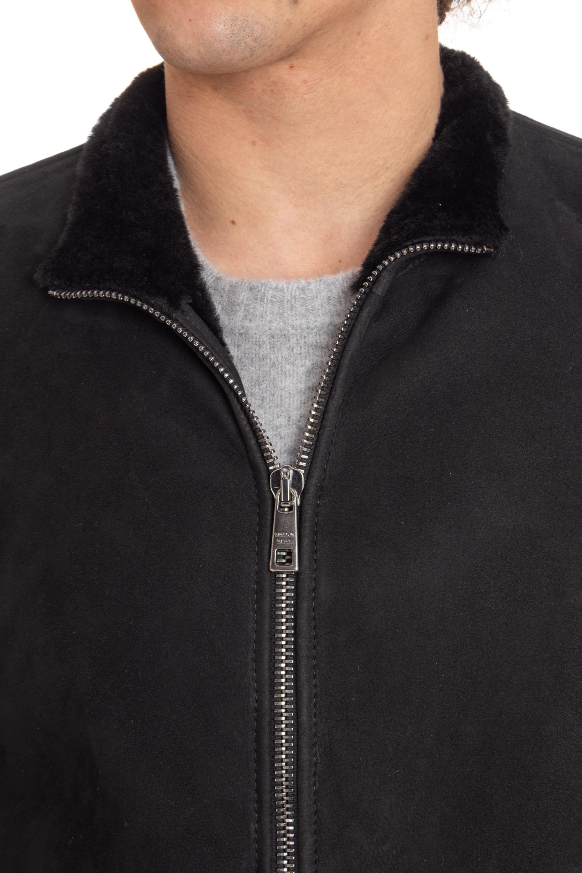 Giorgio Brato Montone zippato con fasce in maglia GU24F10010MEVL/2 NERO
