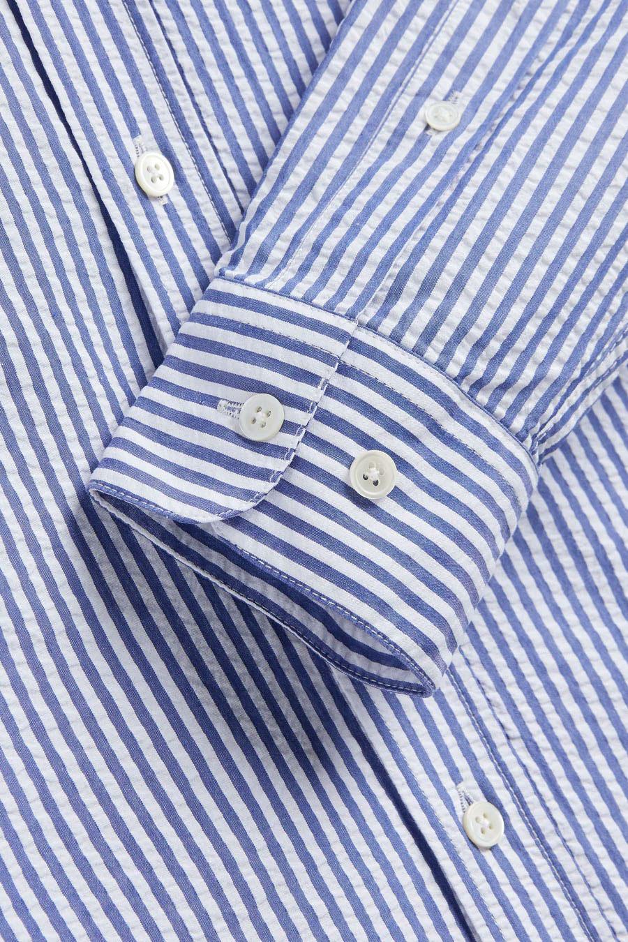 Portuguese Flannel Camicia Atlantico seersucker stripes bianco-blu 011 BLUE