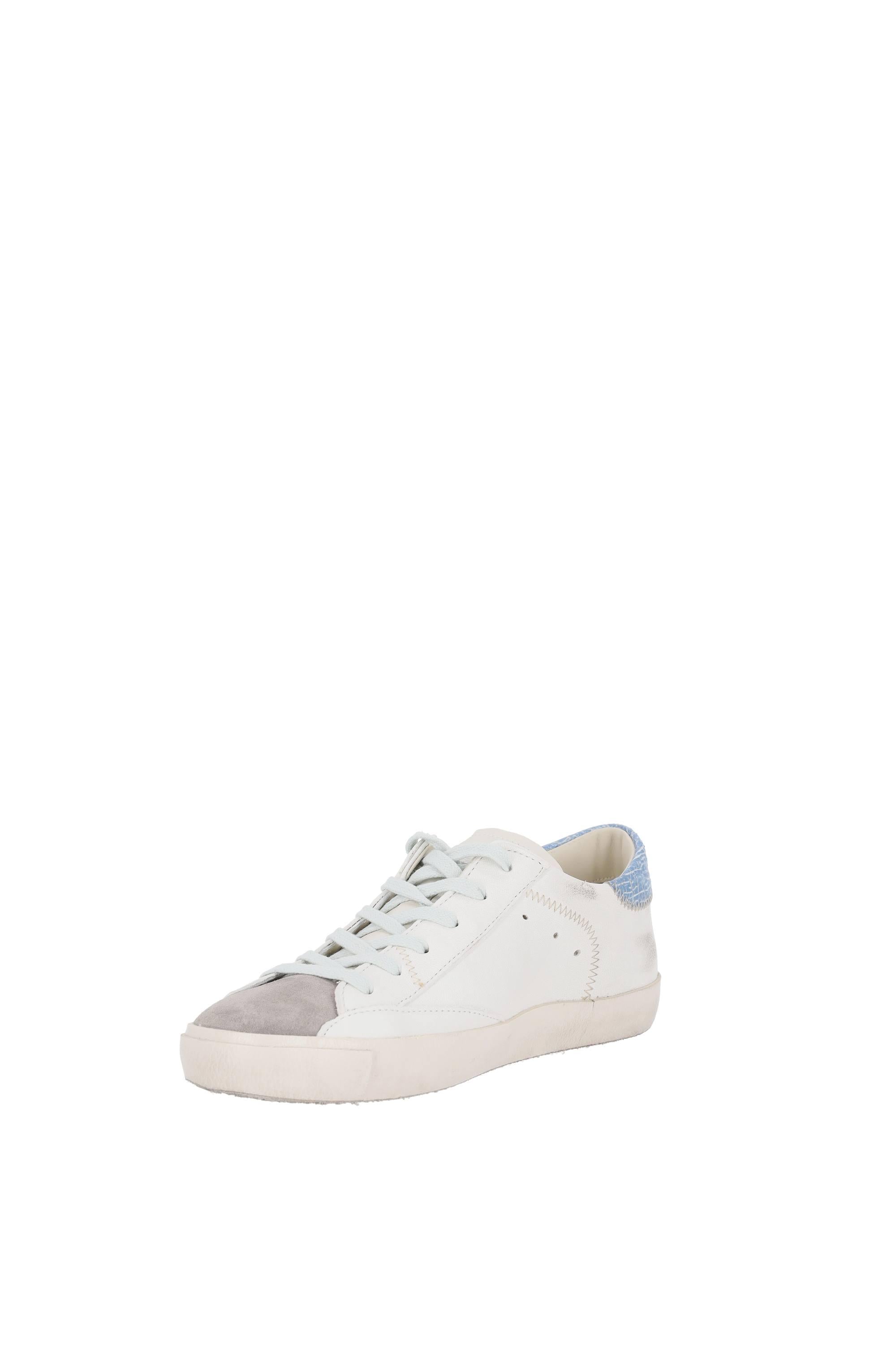 Philippe Model Sneaker Paris in pelle e camoscio talloncino azzurro cracklè PRLU-PRSX/3 WX52