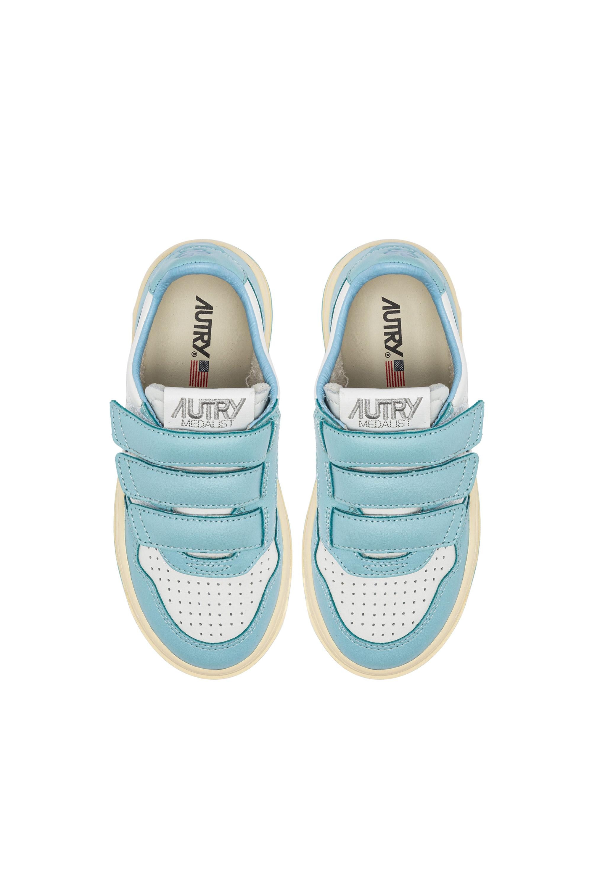 Sneaker Medalist bambino bicolor in pelle con strappi KILK WB03 WHT/ACQUAT Autry