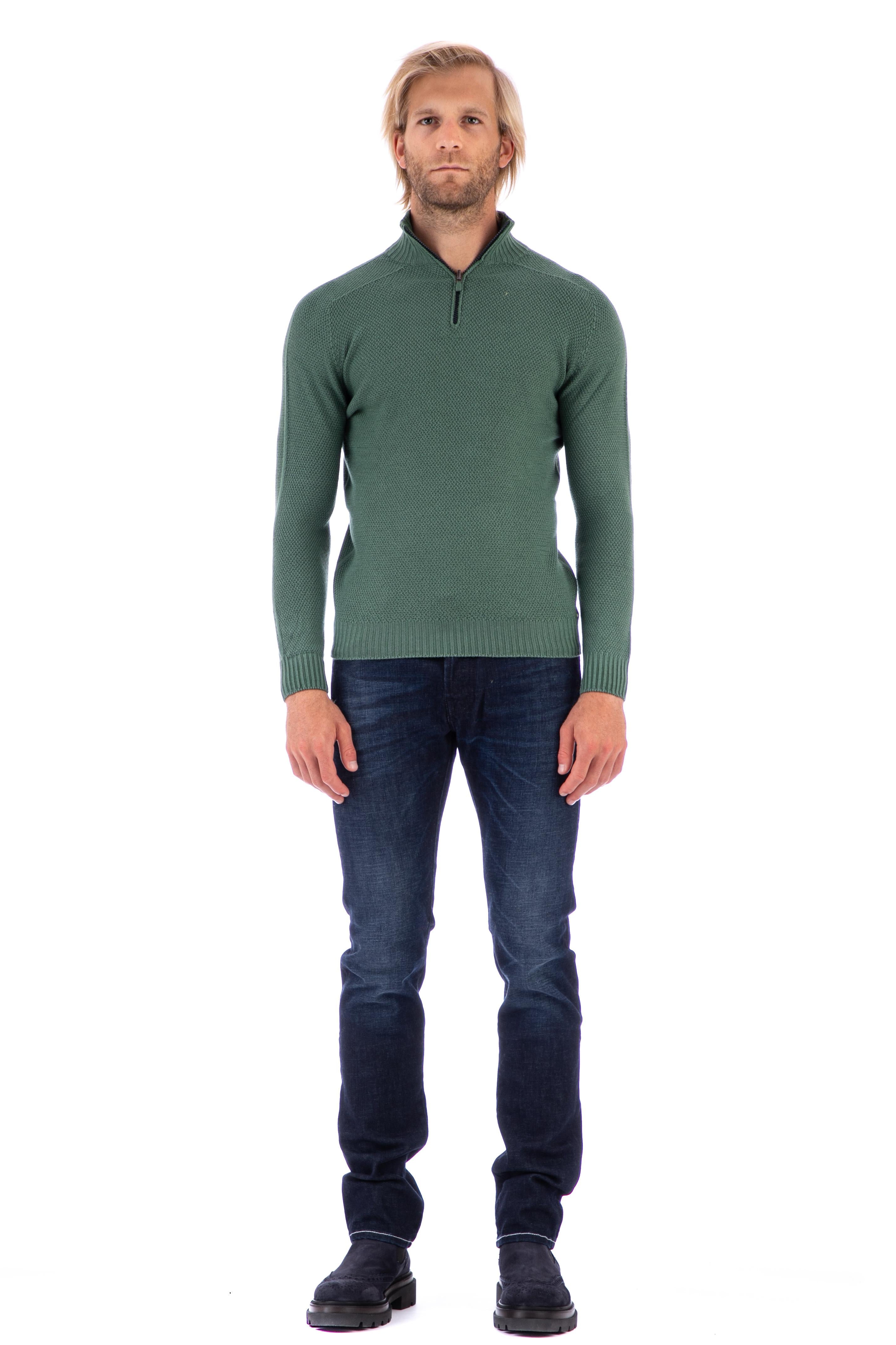 Maglia mezza zip reversibile in lana vergine MU692 1307238RIF_2 C557 Fly3