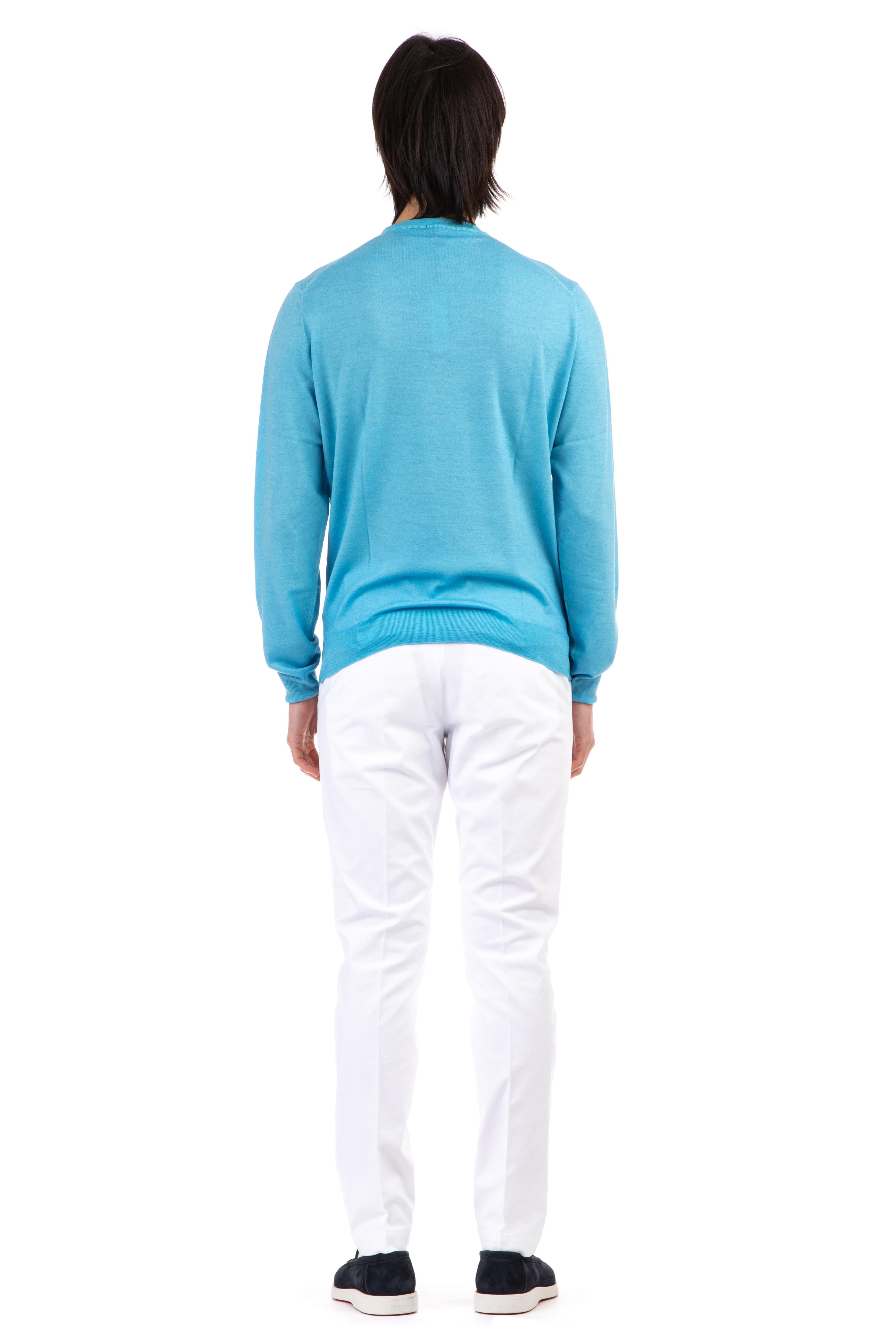 Maglia girocollo in lana extrafine super 140's tintura acquerello D0D103A 715 Drumohr