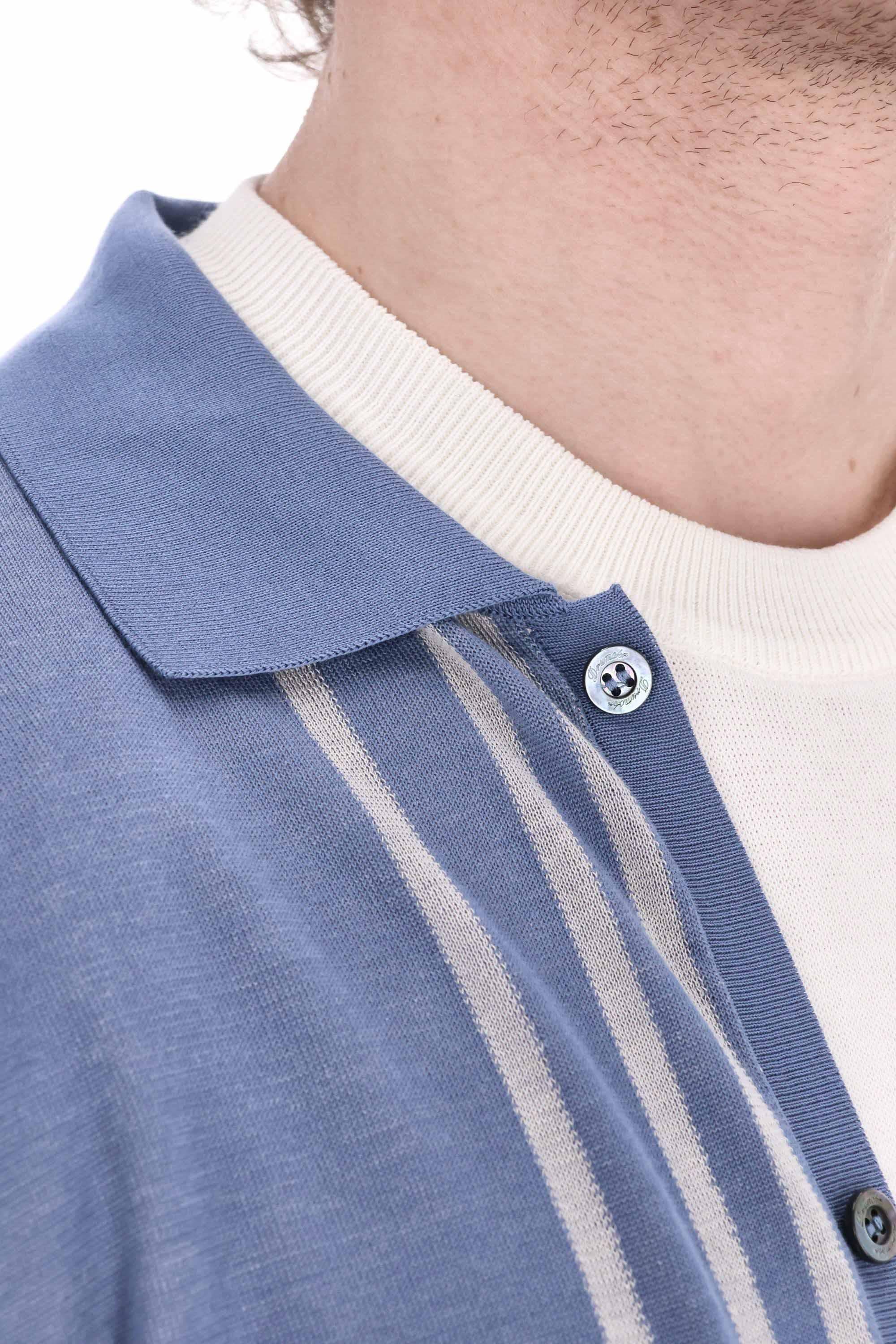 Drumohr Camicia-polo in cotone con righe verticali D0G621V 001