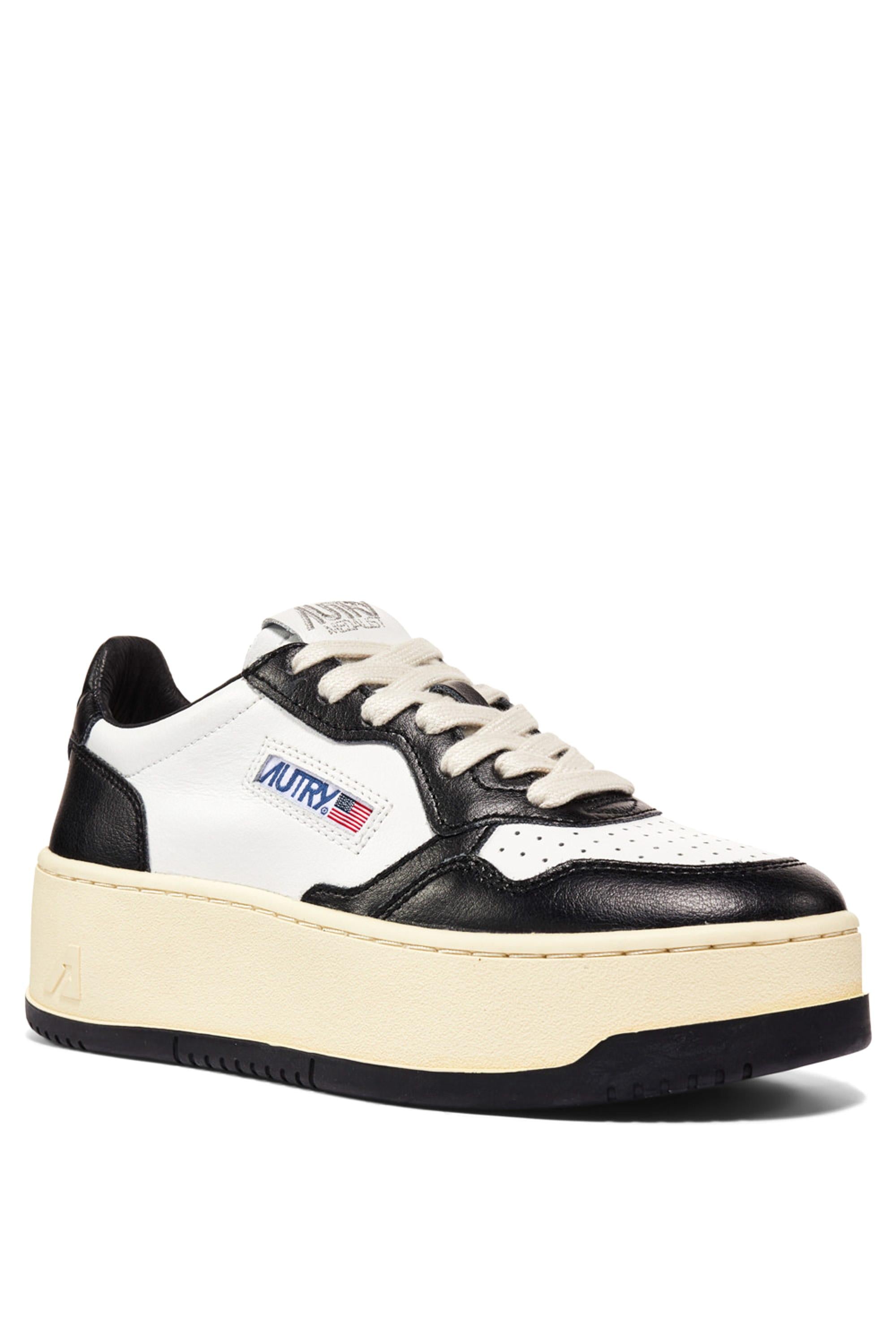 Autry Sneaker donna Medalist Platform in pelle bianca e nera PTLW WB01 WHT/BLK