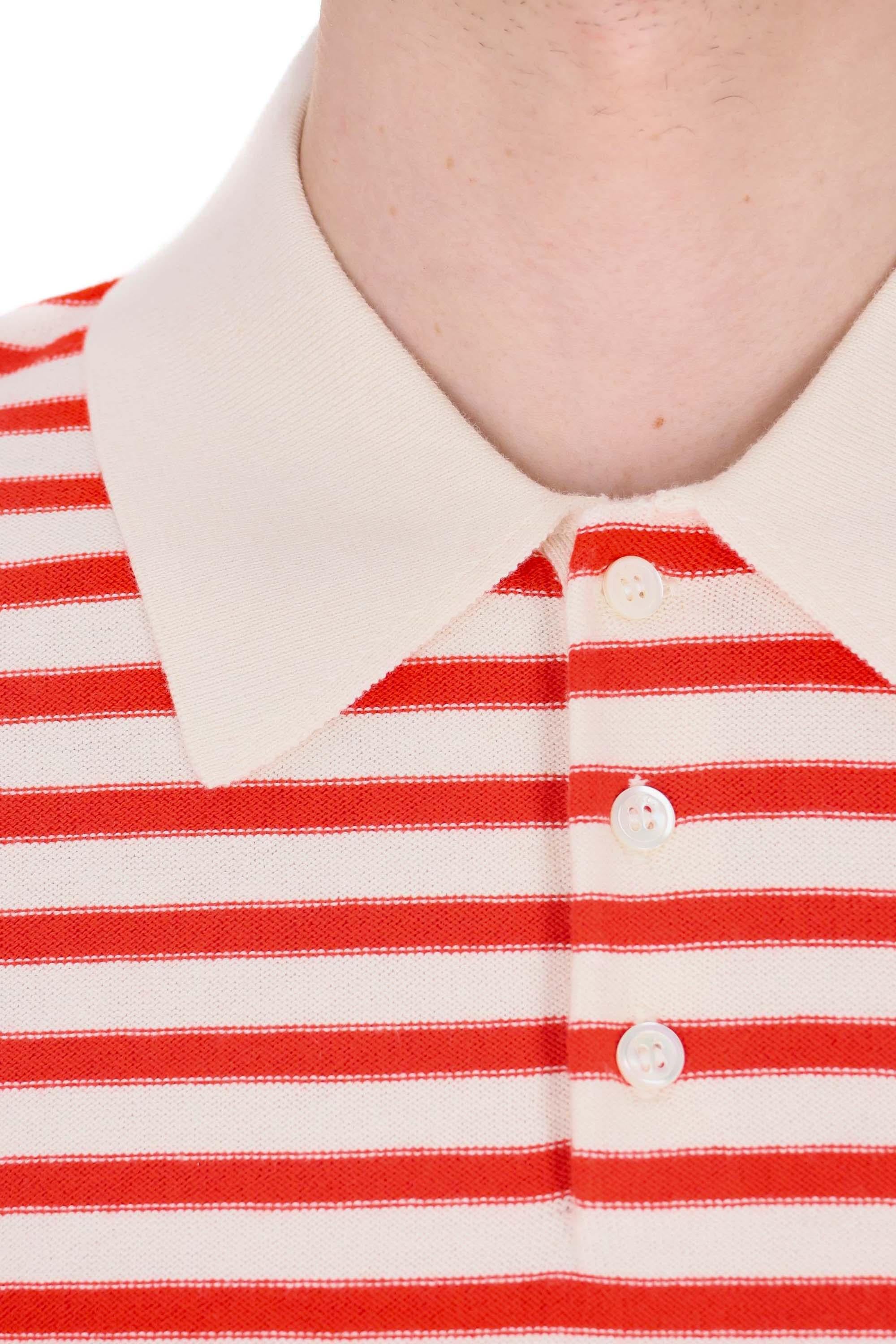 A.P.C. Polo rigata in cotone-cashmere con taschino COHNX-H23476/2 TAW-ECRU/ROUGE