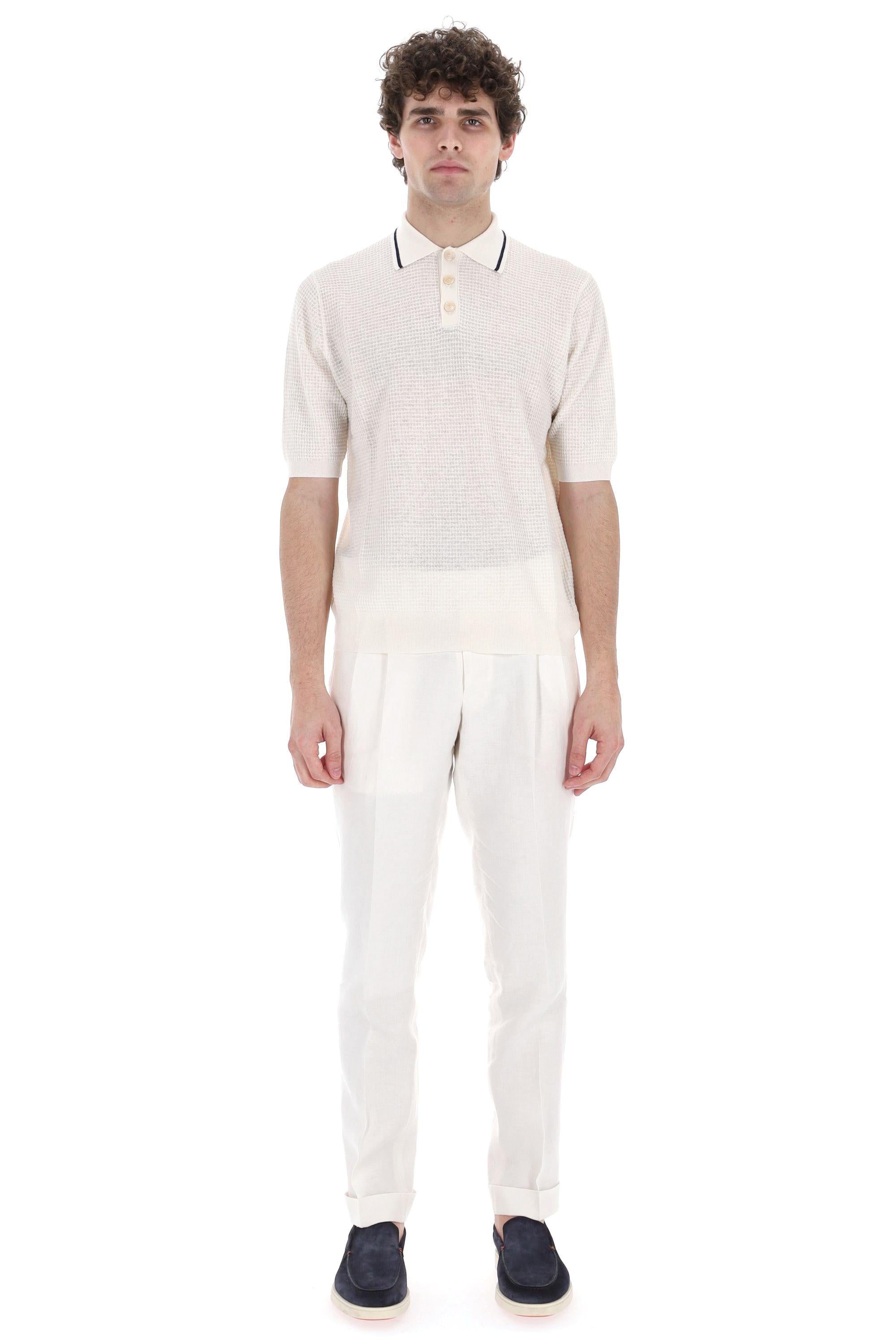 Polo tramata in cotone e lino B2W222 14C09-2 98108 Ballantyne