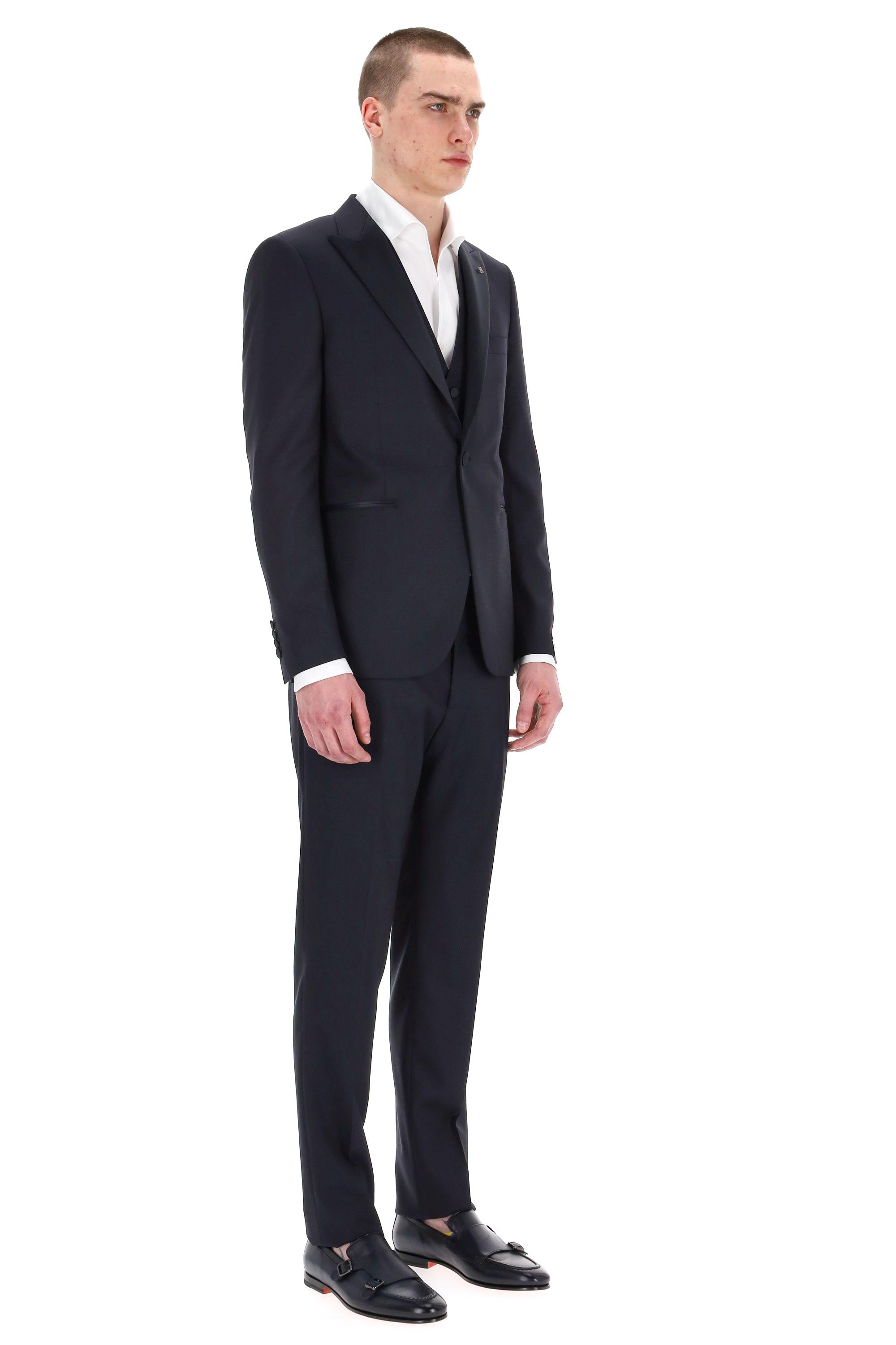Abito smoking con gilet in lana-seta linea Bruce EFBR15A01-550017 B5080 Tagliatore