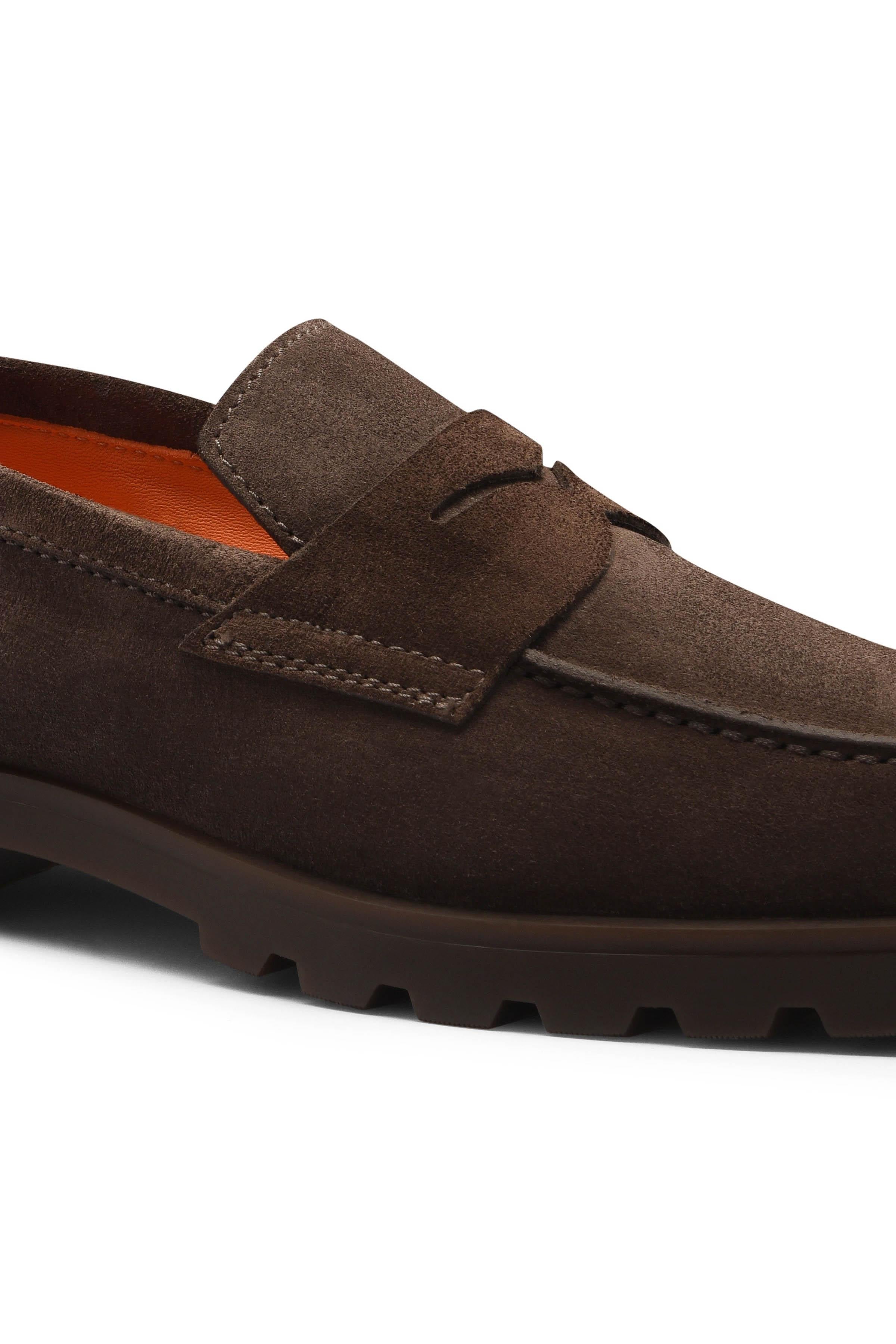 Santoni Mocassino in camoscio fondo carro in gomma MGDC18610DTRBSEY T50