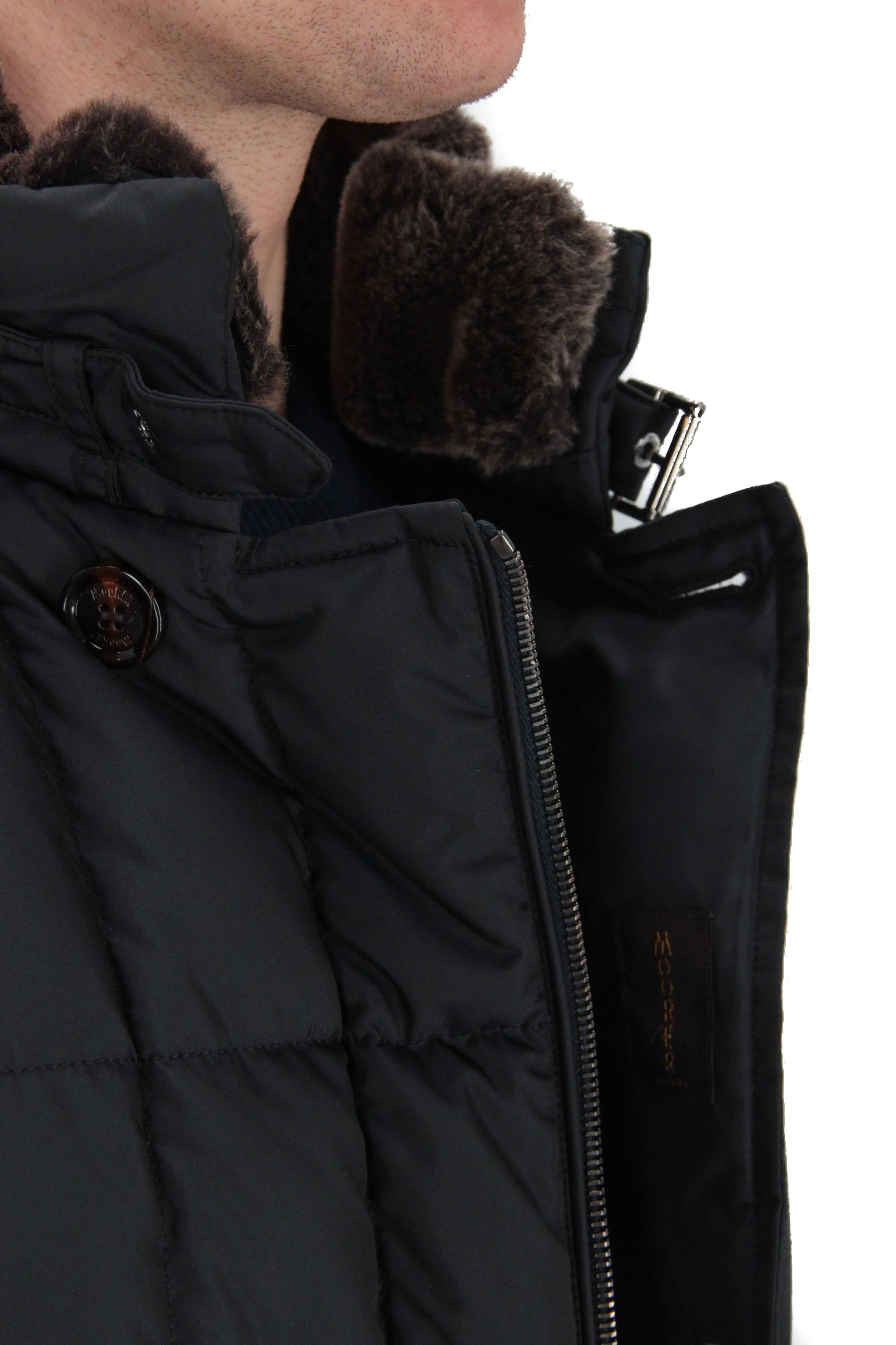Moorer Piumino petto e mezzo con collo in castorino mod. Morris-Km MORRIS-KM2 BLU