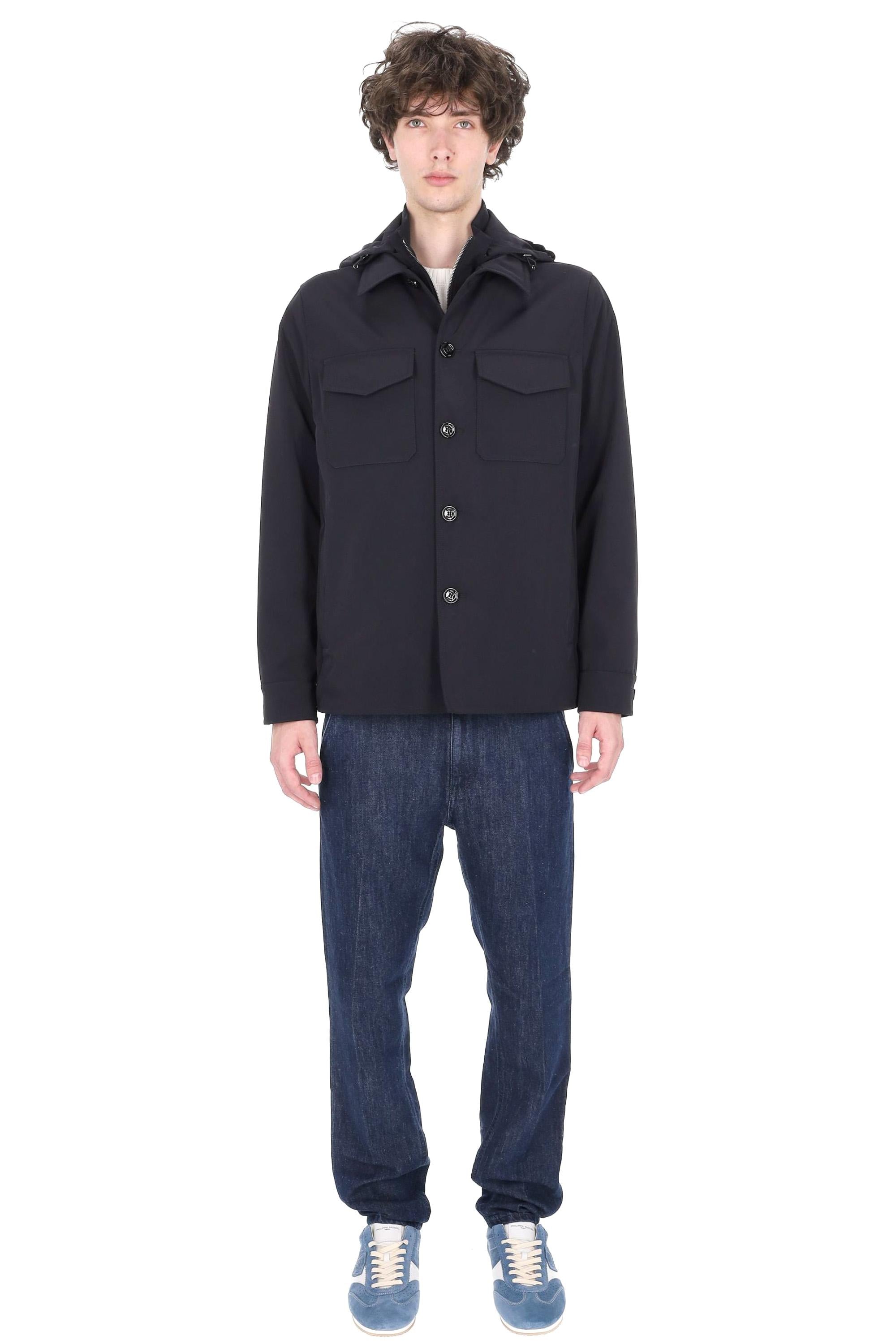 Moorer Giubbino overshirt in nylon stretch linea Acqua mod. Maffei-Kr MAFFEI-KR DARK BLU