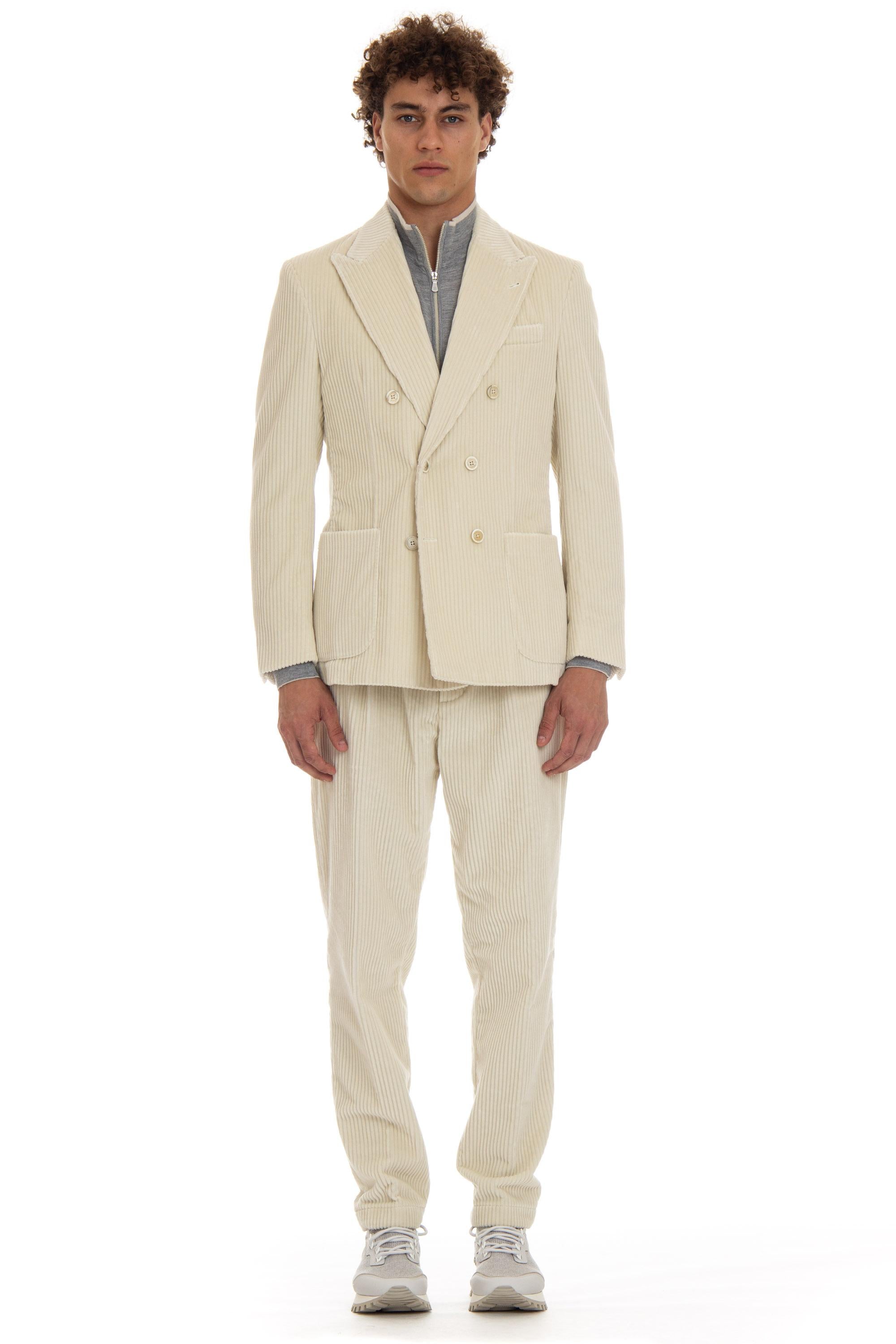 Eleventy Giacca doppiopetto in velluto costa roccia J70GIAA06 TES0J192 01