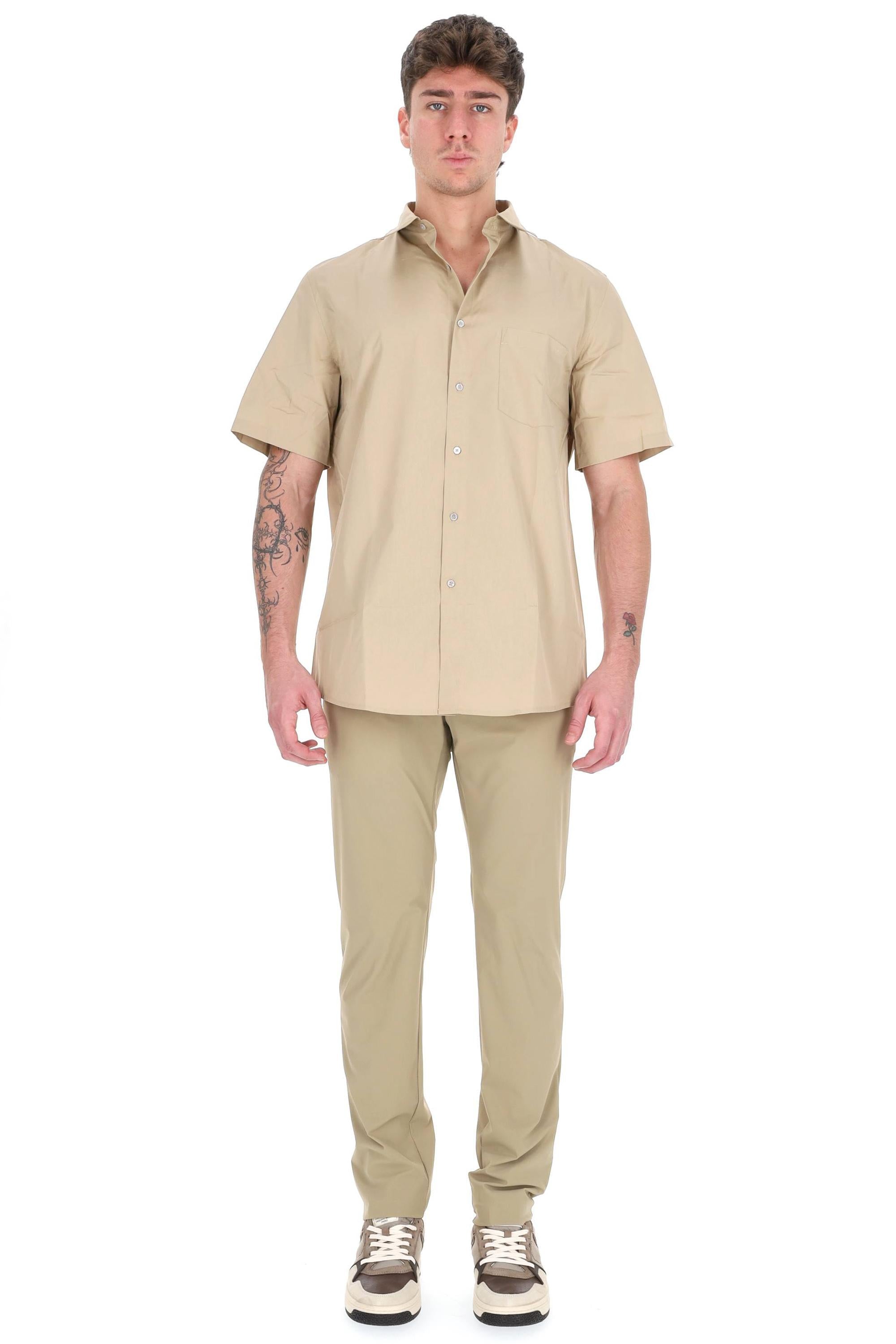 A.P.C. Camicia in popeline di cotone manica corta COHLE-M12005 BAA-BEIGE