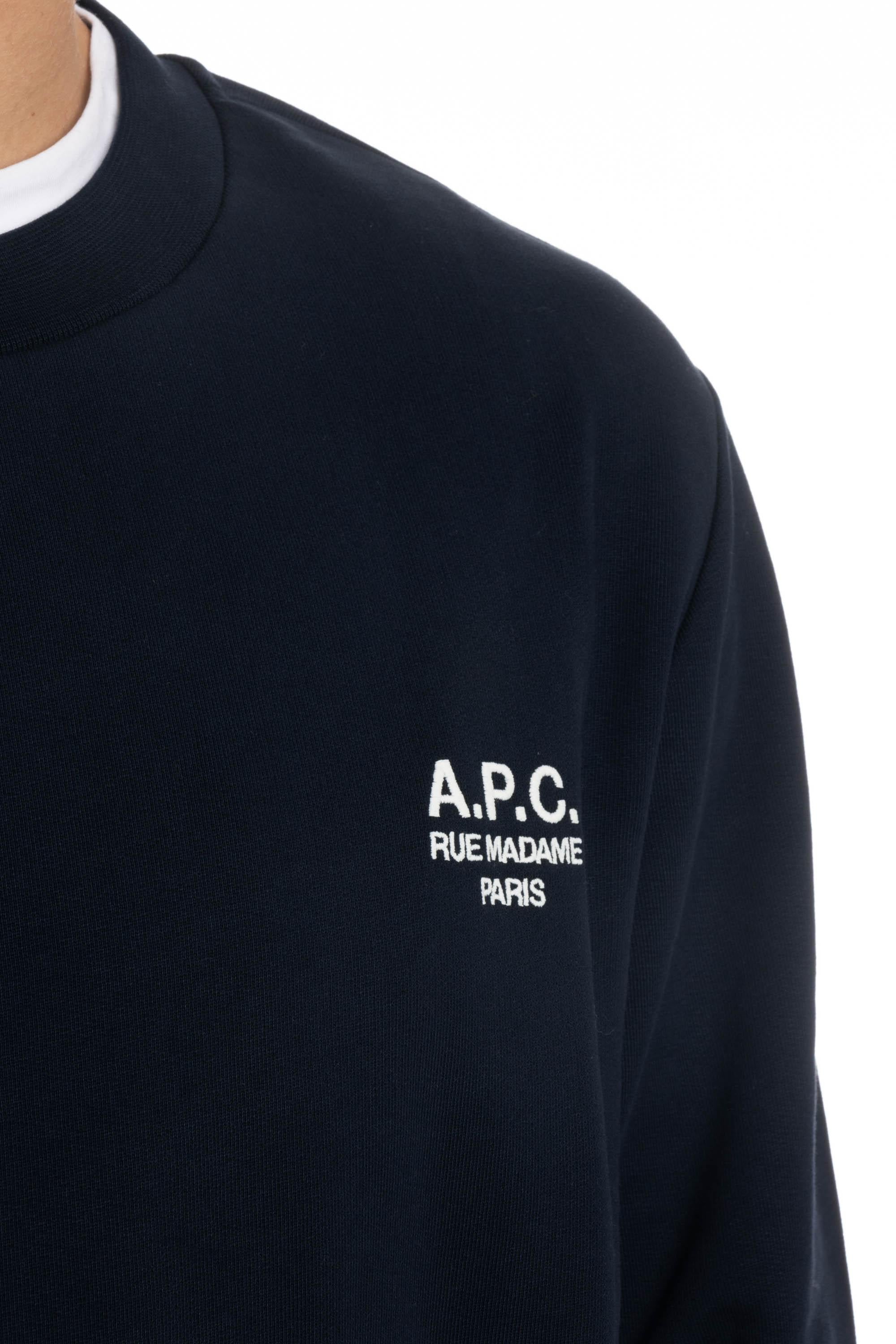 A.P.C. Felpa girocollo in cotone Rue Madame COHBV-M27913 TIQ DARK NAVY/ECRU
