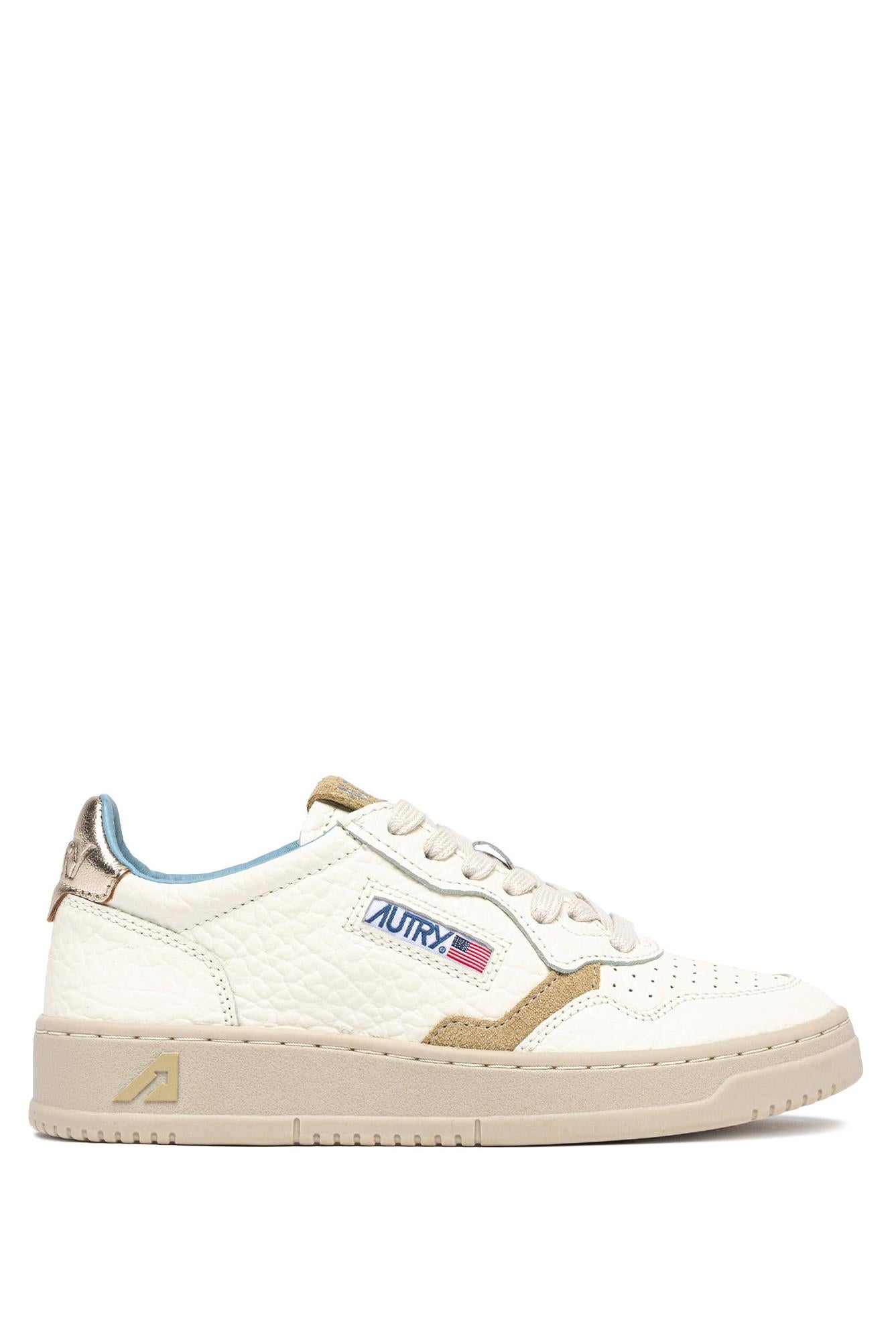 Autry Sneaker donna Medalist in pelle elephant dettagli azzurri AULW NE15 PLAT/SPON