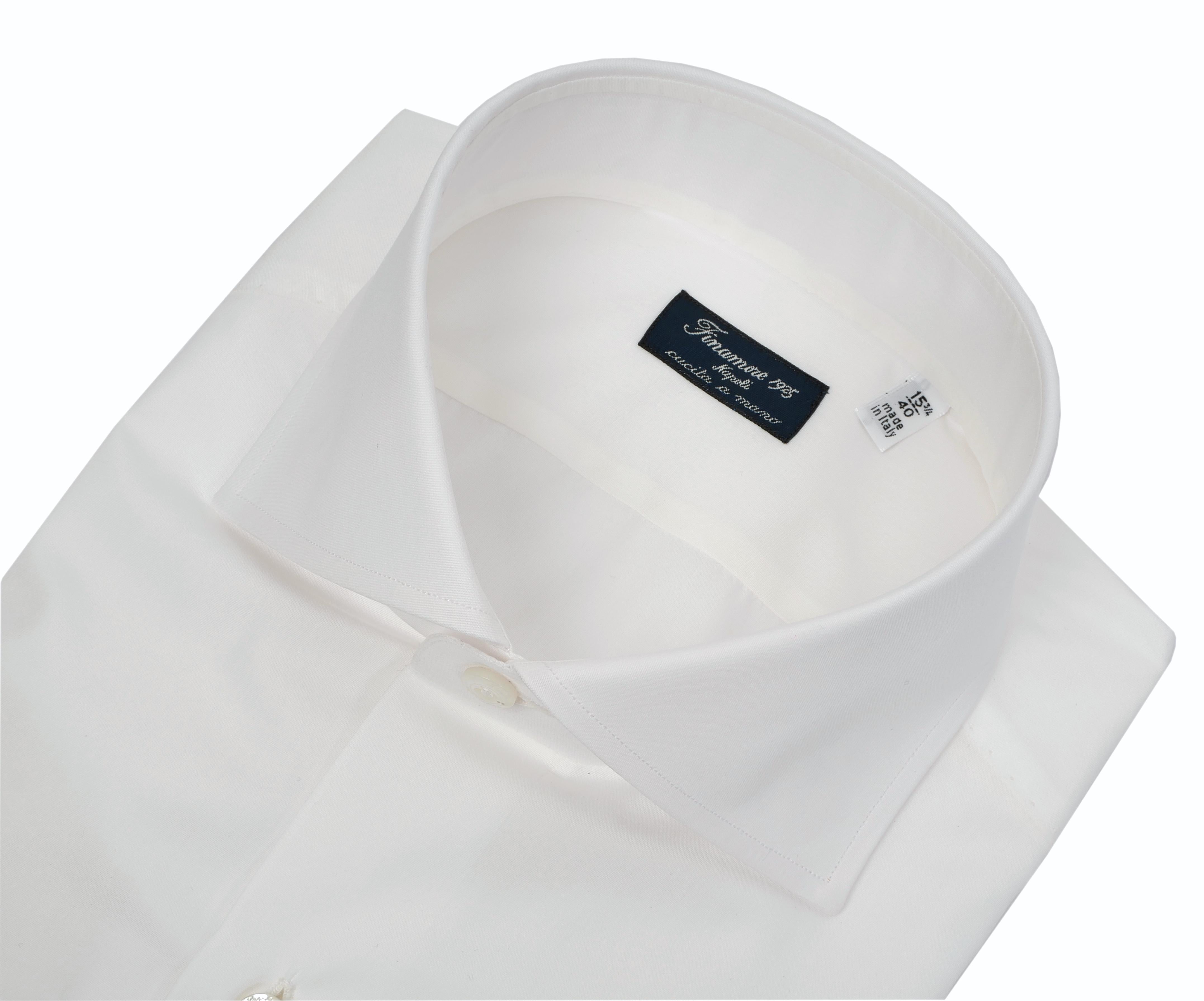 Finamore Camicia sartoriale in cotone popeline doppio ritorto polsino gemelli linea napoli N-14001-C0147/G-EDUARDO 1