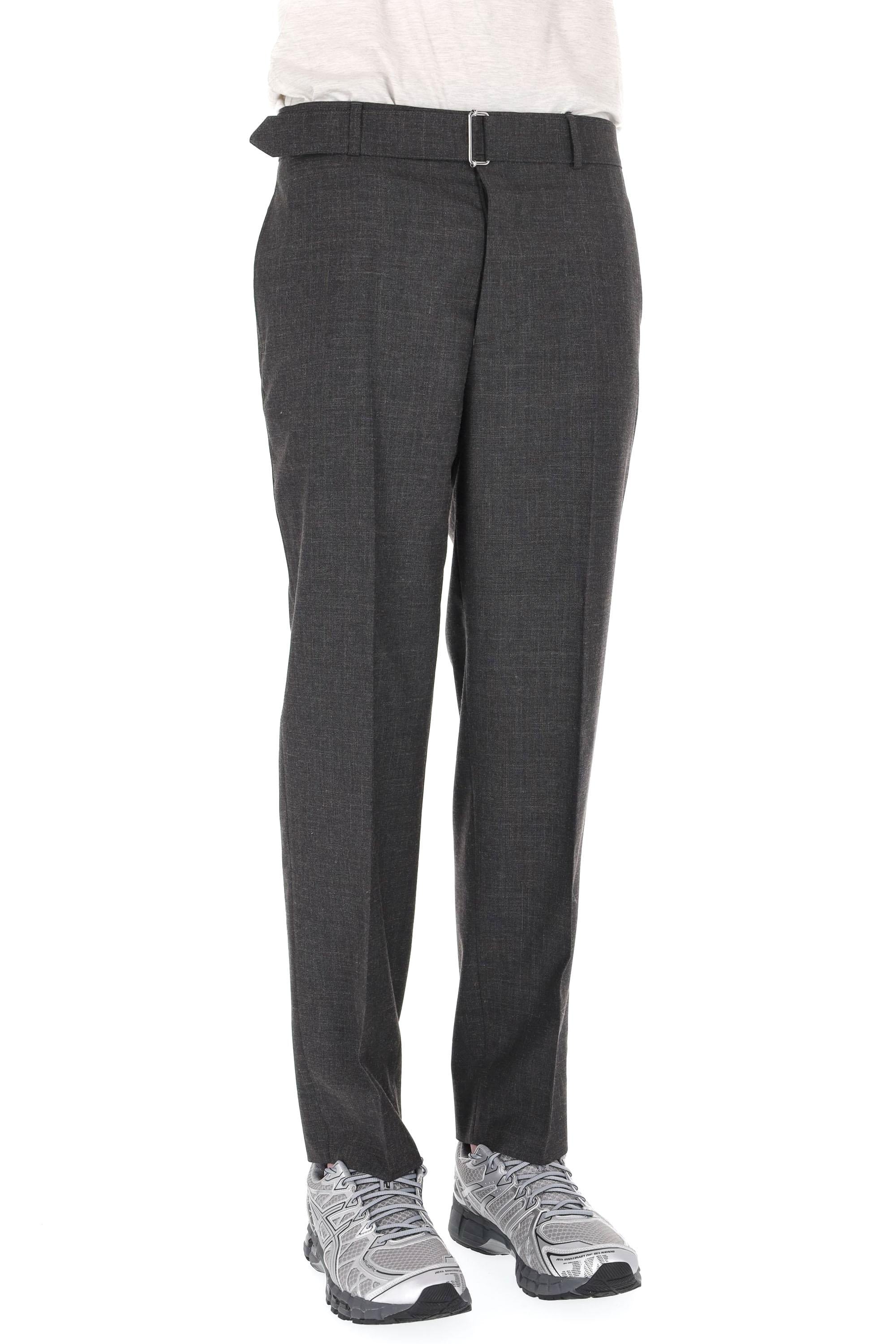 Officine Générale Pantalone in lana-seta-lino mod. Hoche MTLG453 ANTHRACITE/ECRU