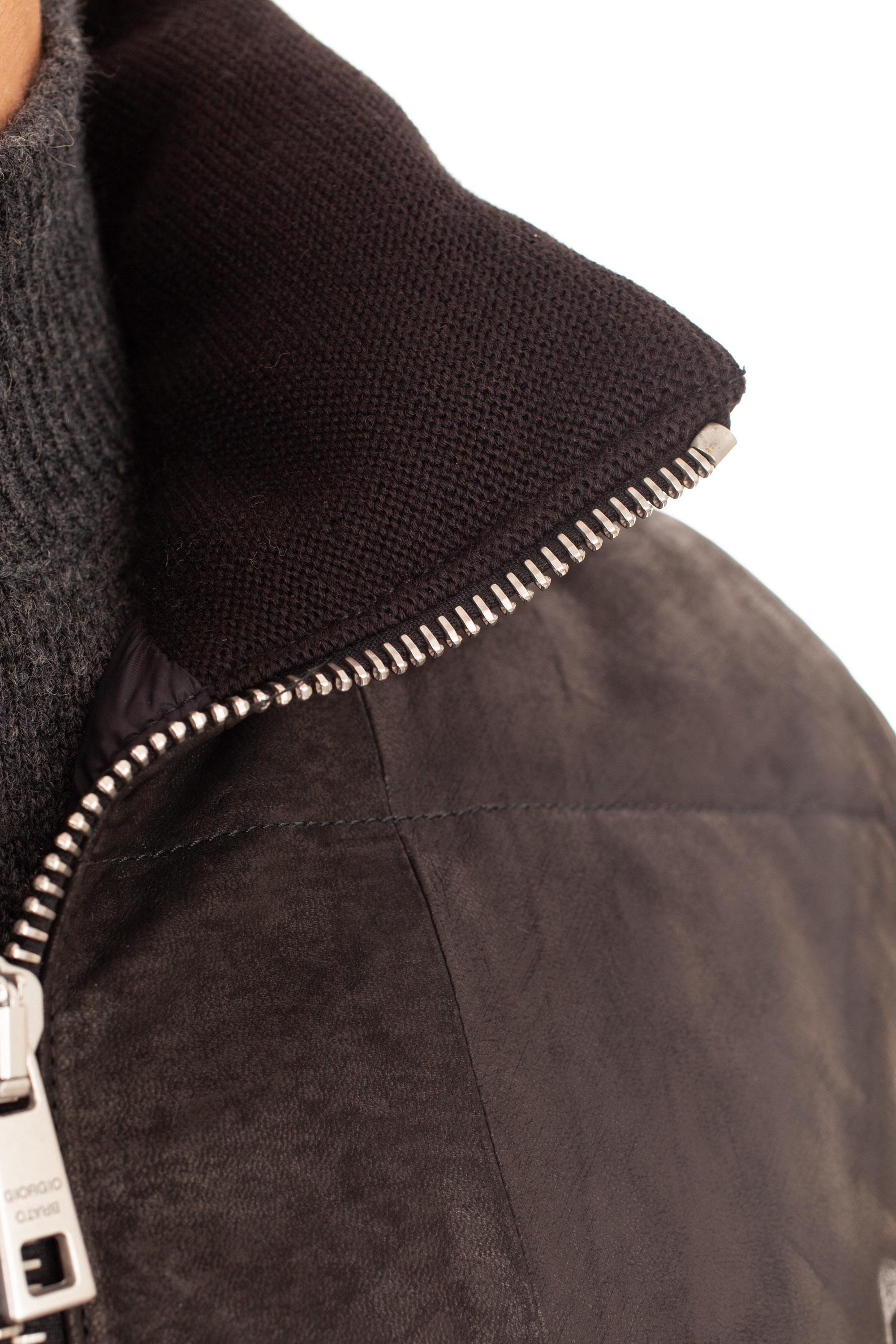 Giorgio Brato Bomber in pelle imbottito in piuma GU24F14090VBRUSHFEAR NERO