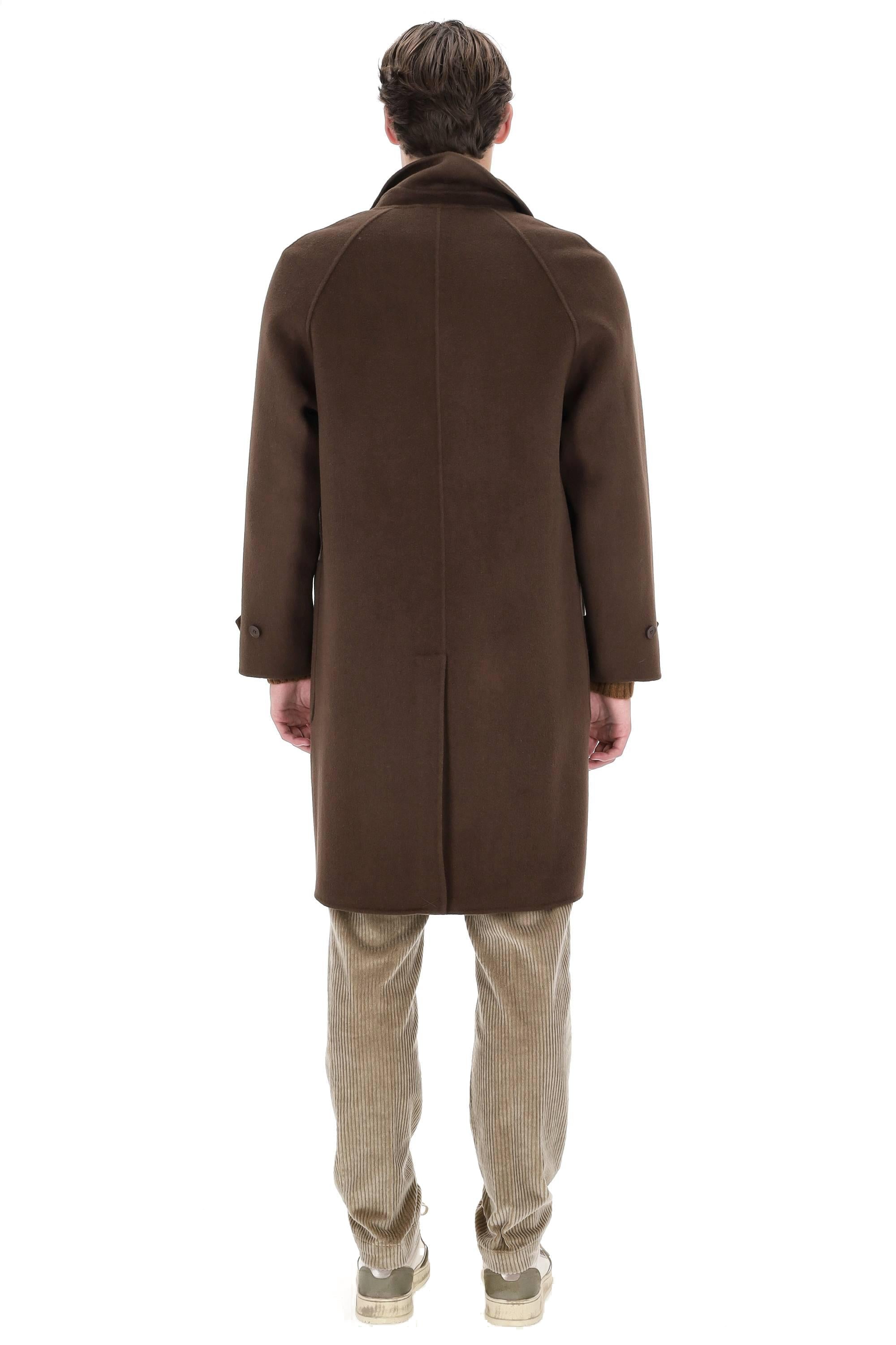 Officine Générale Cappotto sfoderato in double di lana mod. Bryce MCTS657 ICED COFFEE