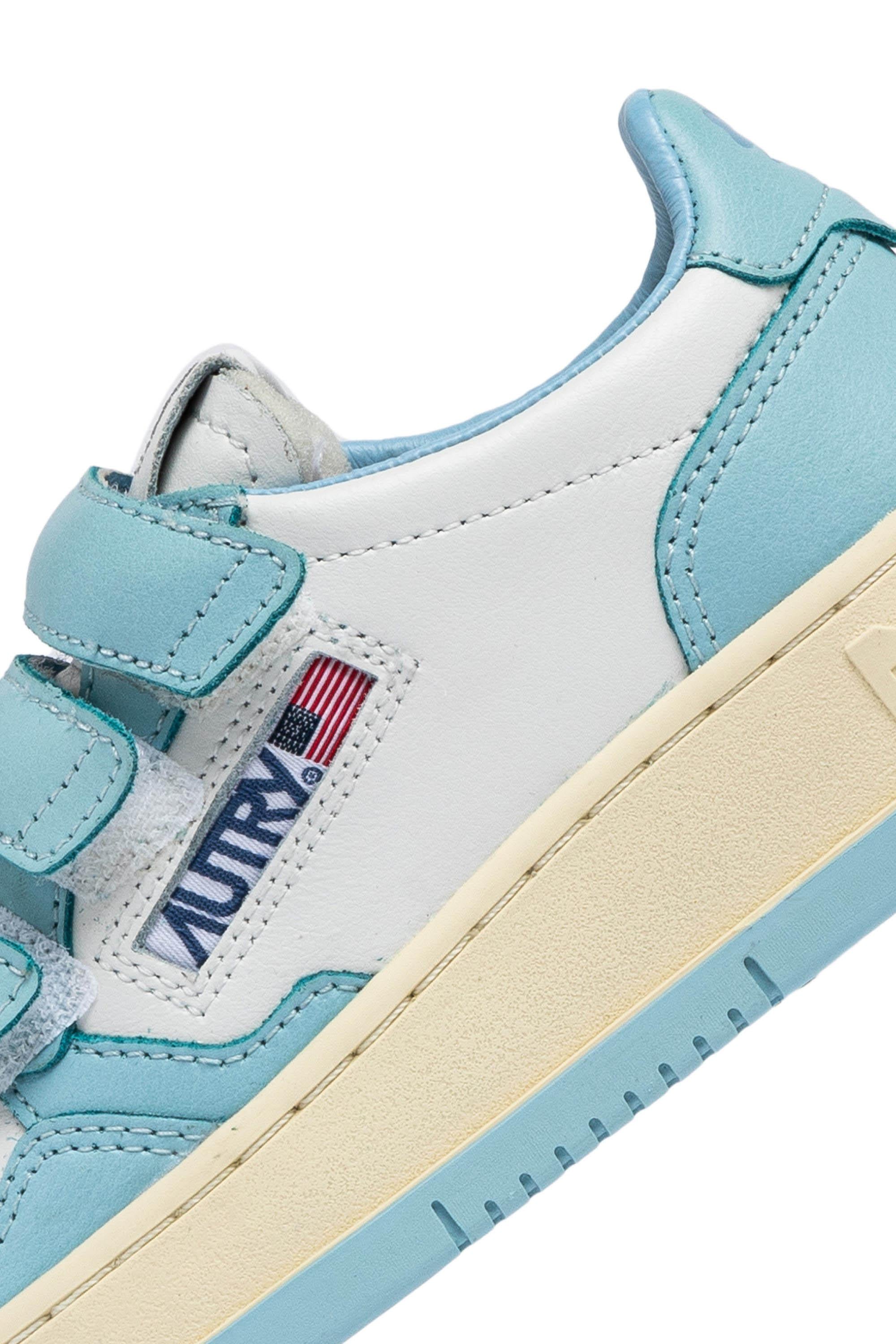 Sneaker Medalist bambino bicolor in pelle con strappi KILK WB03 WHT/ACQUAT Autry