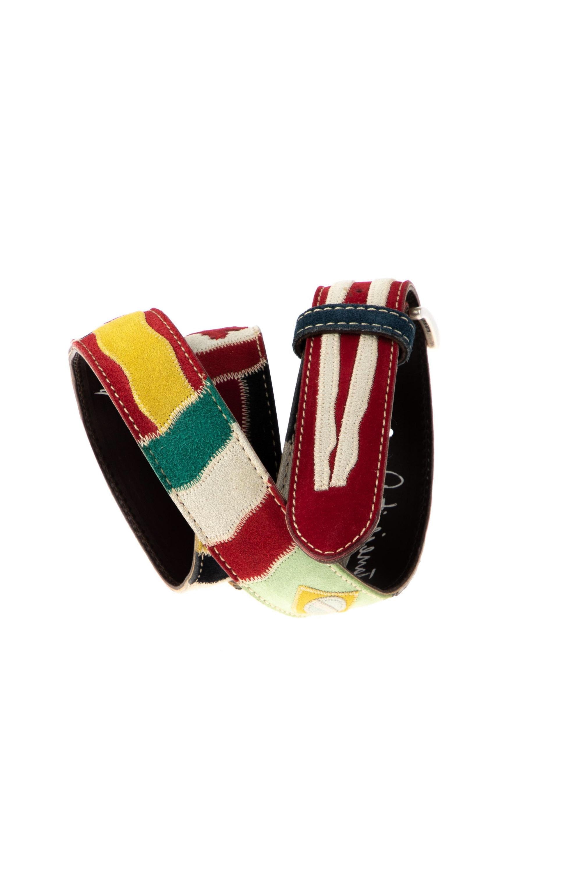 Artigianato Italiano Cintura artigianale in camoscio "Bandiere del Mondo" CINT MONDO CAM NN