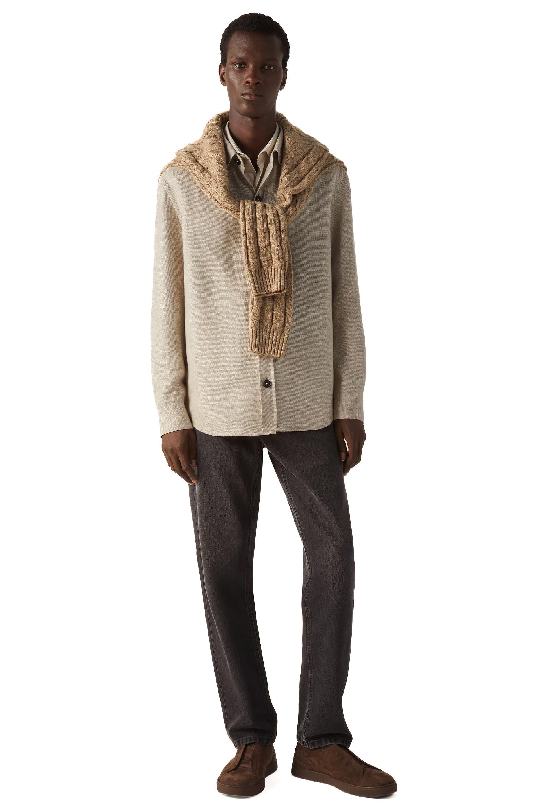 Zegna Overshirt in cashmere-lino-seta UHV75A3-SOT52 N03G