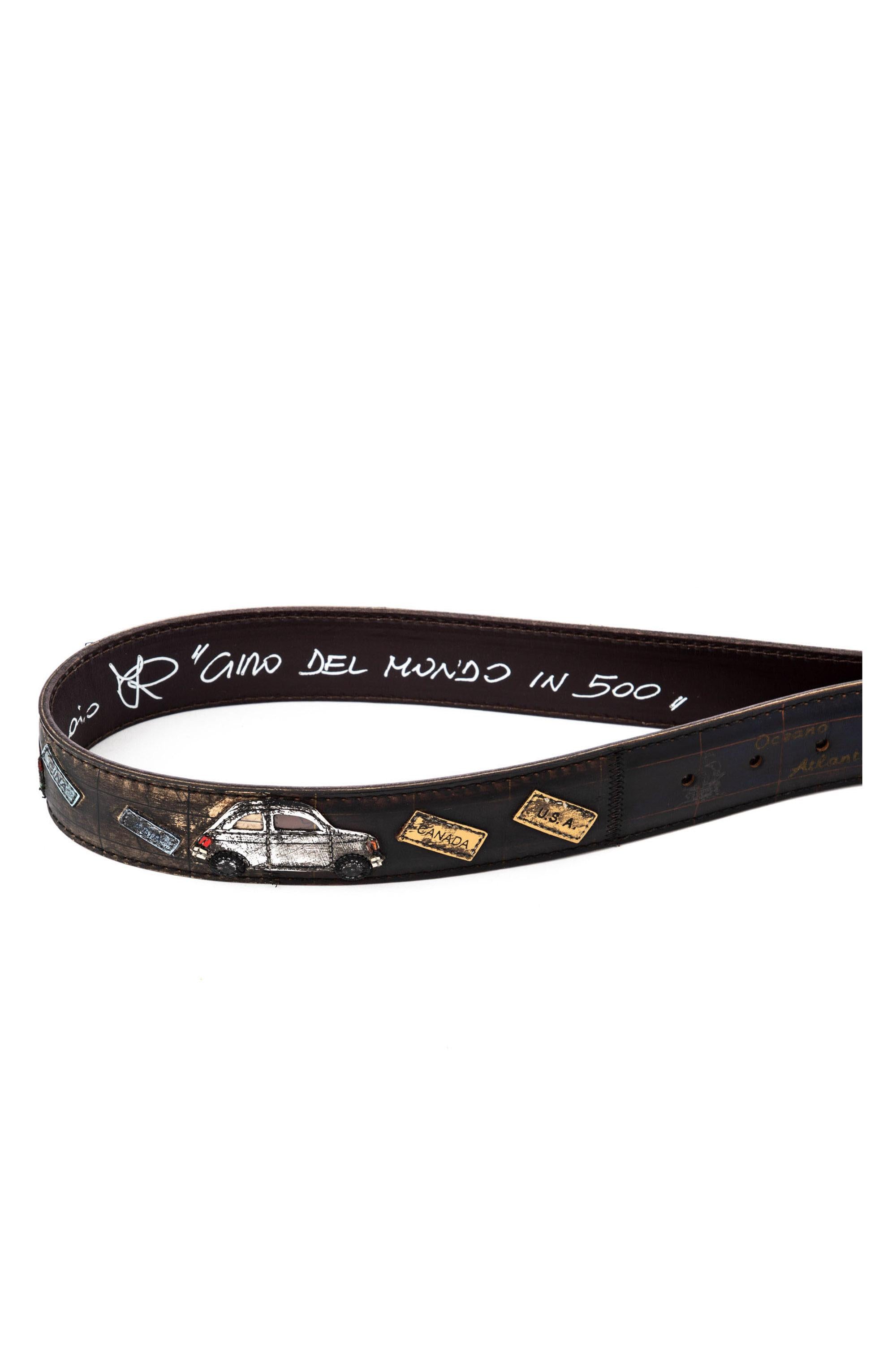 Artigianato Italiano Cintura artigianale in pelle "Giro del Mondo" GIRO DEL MONDO IN 500 MLTCLR