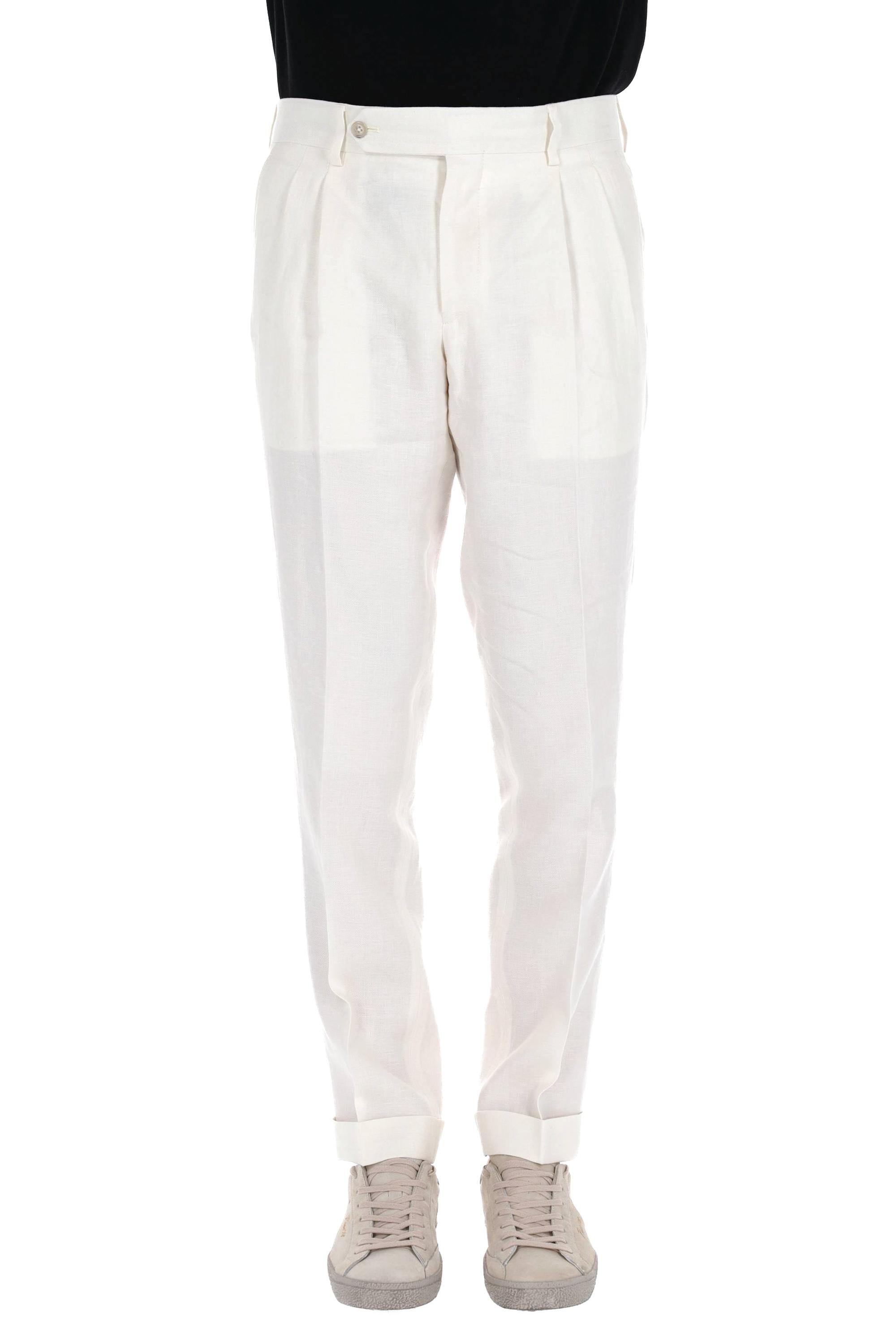 Barba Pantalone in cotone-lino mod. Firenze 48029 PANNA