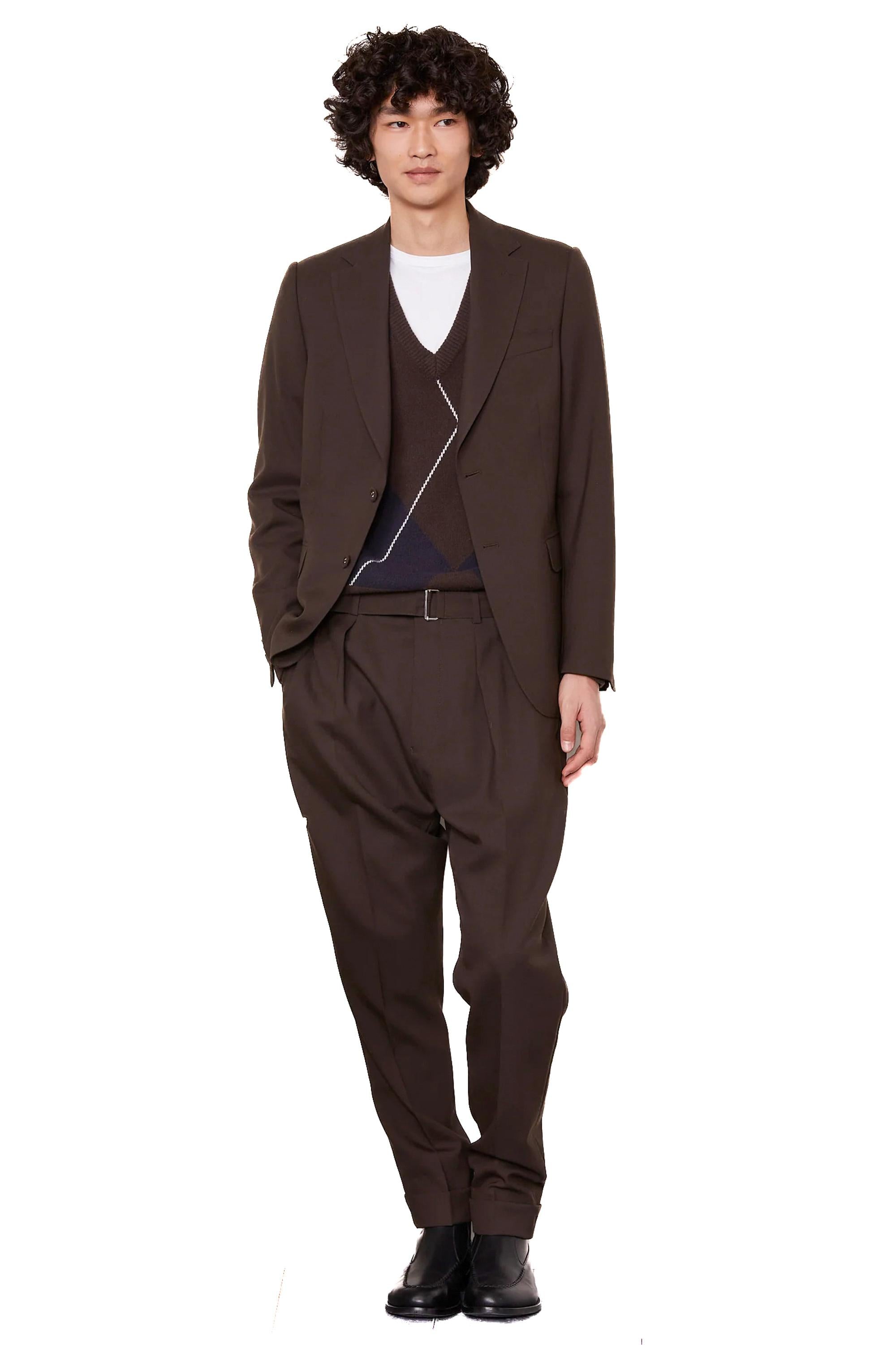 Officine Générale Giacca in lana monopetto mod. Giovanni MTLG401 DARK COFFEE
