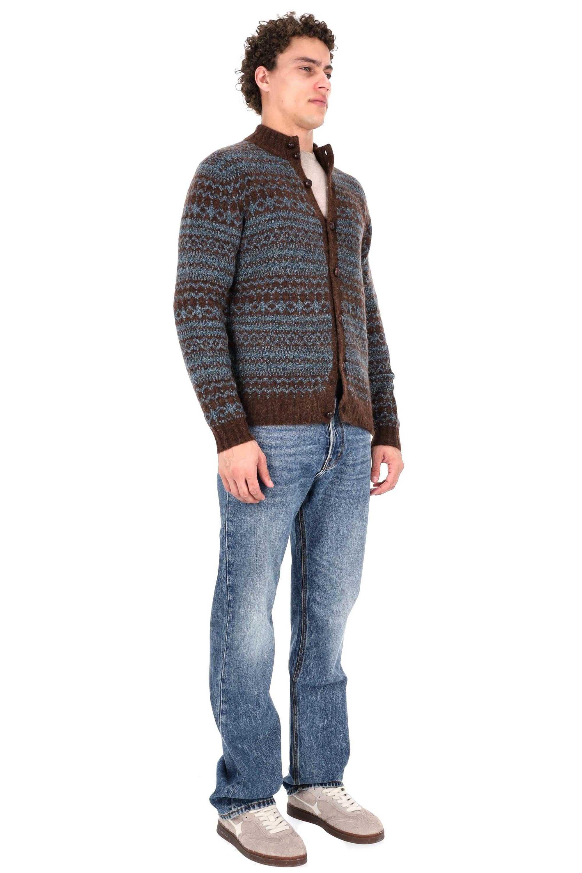 Ballantyne Cardigan in lana-alpaca con bottoni in pelle B2K126 5W005 94008