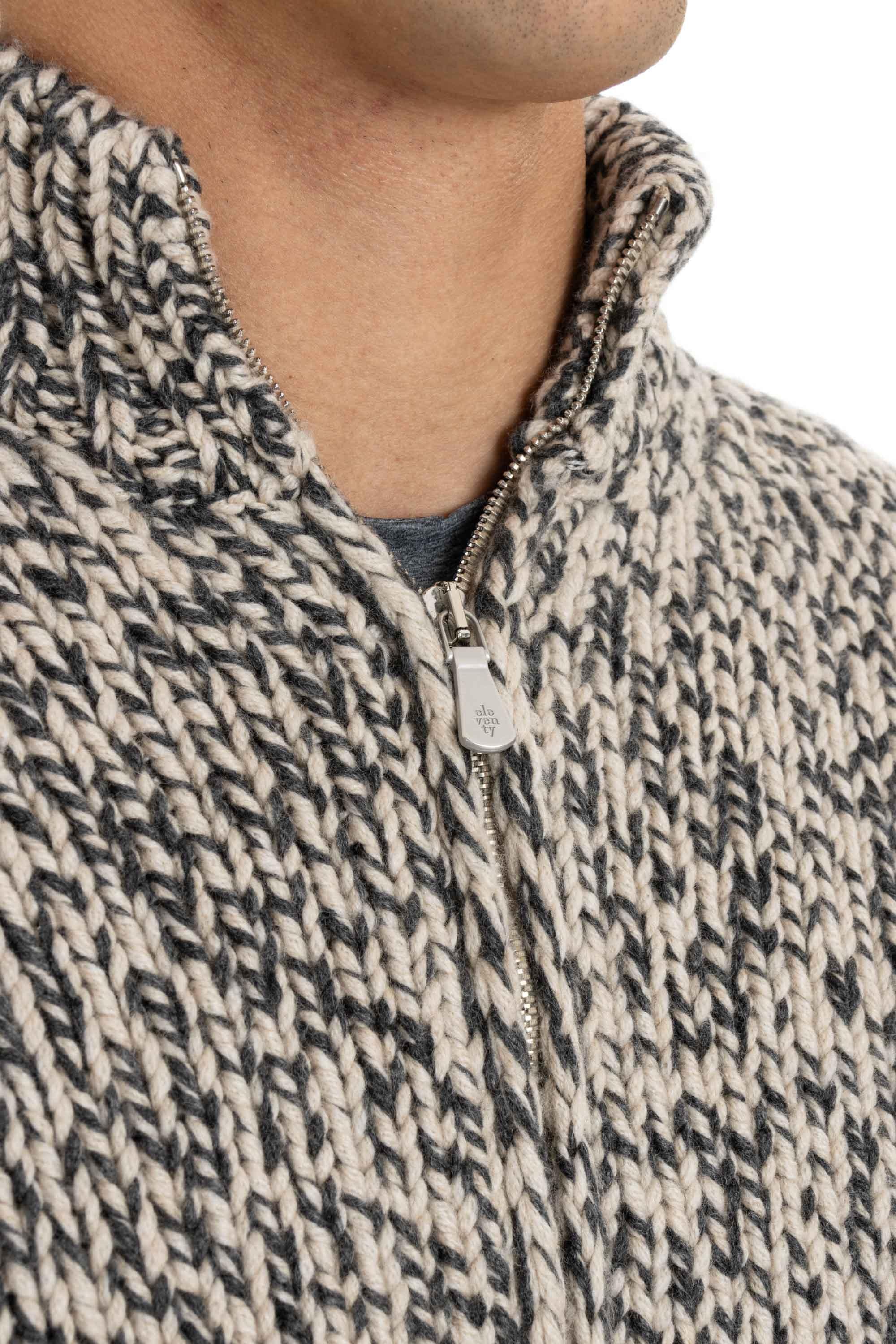Maglia full zip in cashmere moulinè J76MAGJ44 MAG0J010 02A Eleventy