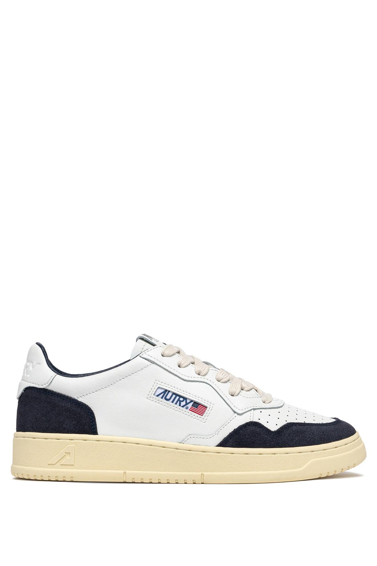 Autry Sneaker Medalist in pelle supersoft e camoscio AULM FT07 WHT/OCEAN