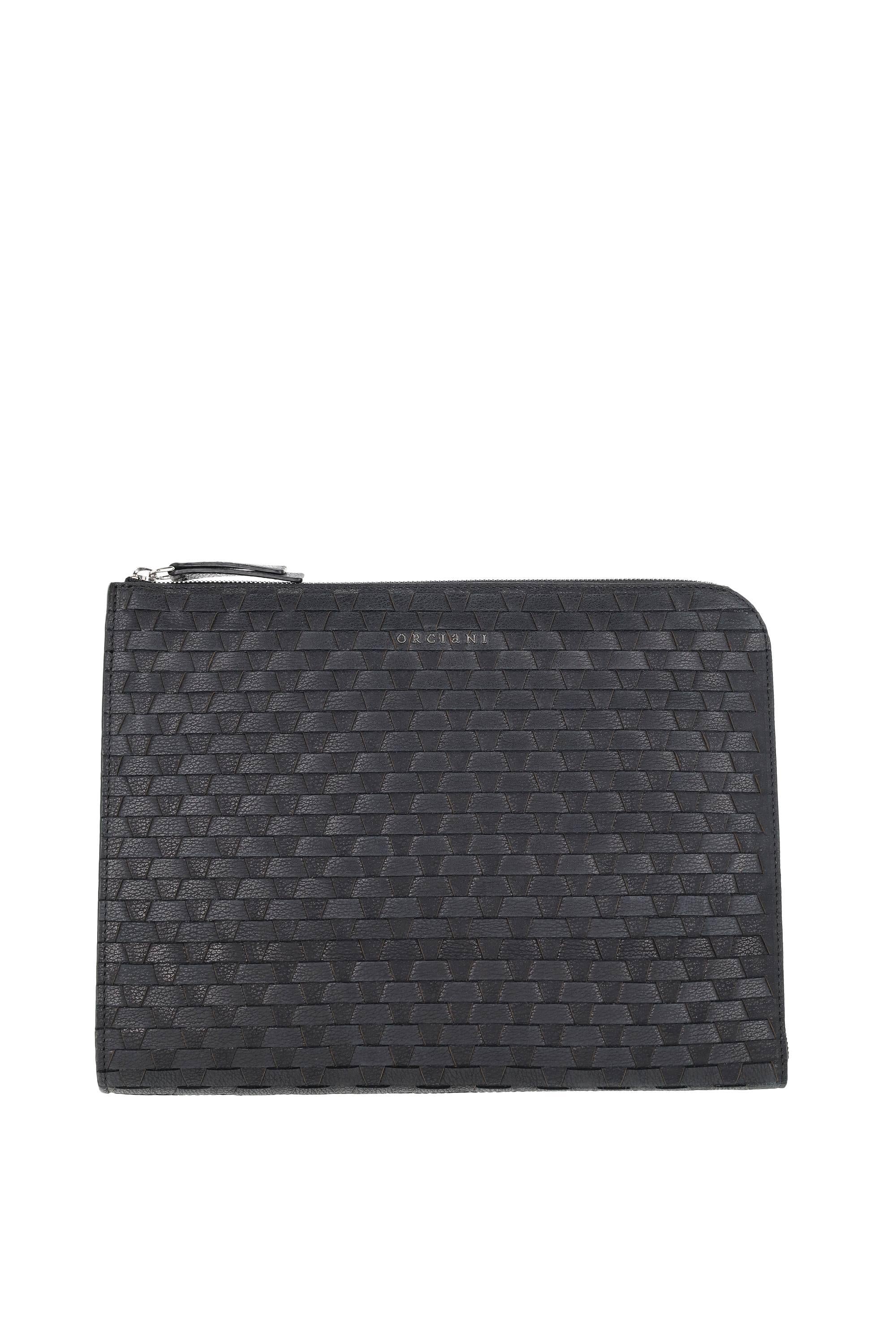 Orciani Portadocumenti in pelle intrecciata P00734_CHW NERO