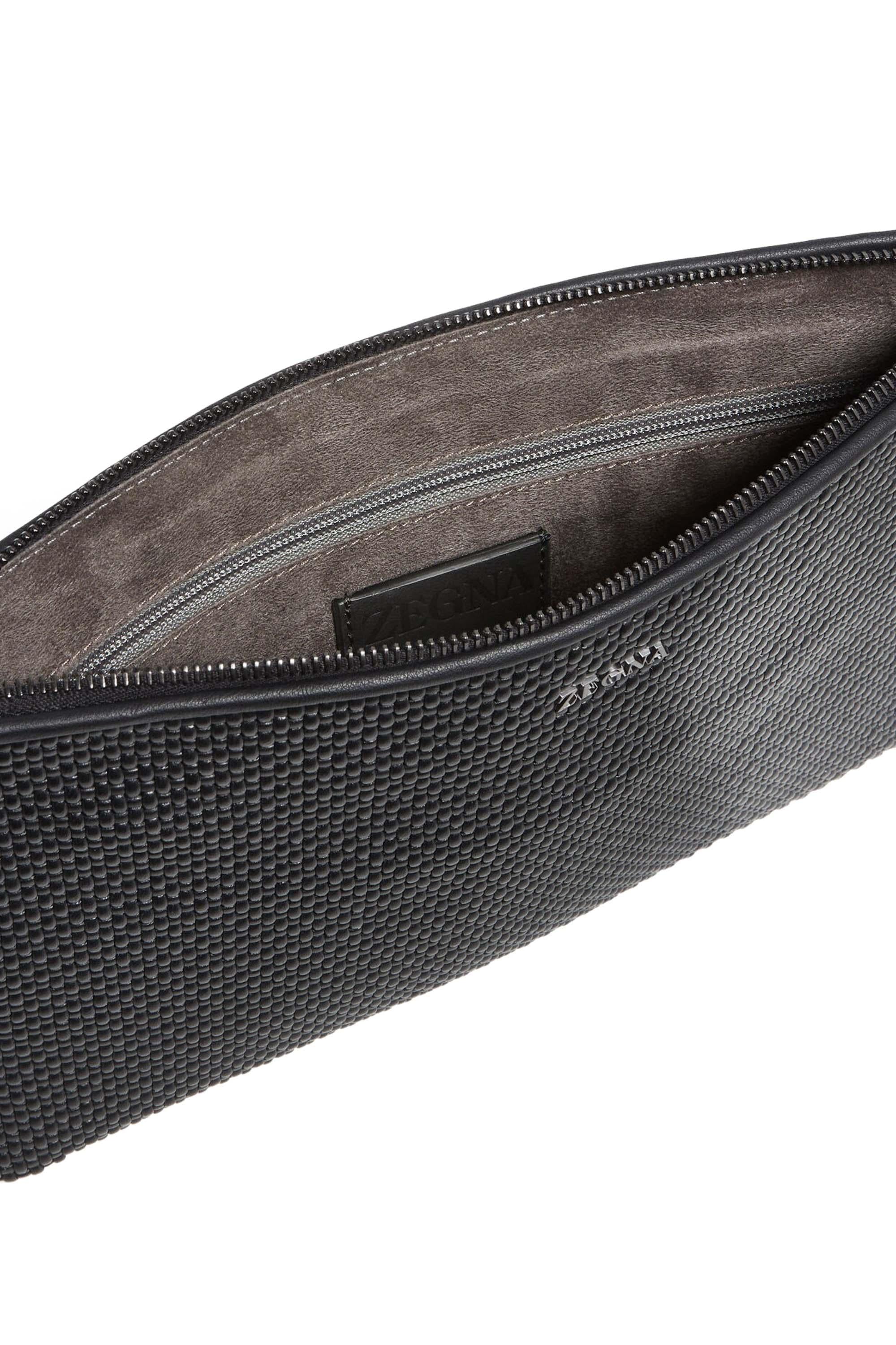Pouch in pelle tessuta LHPTB C1908Z NER Zegna