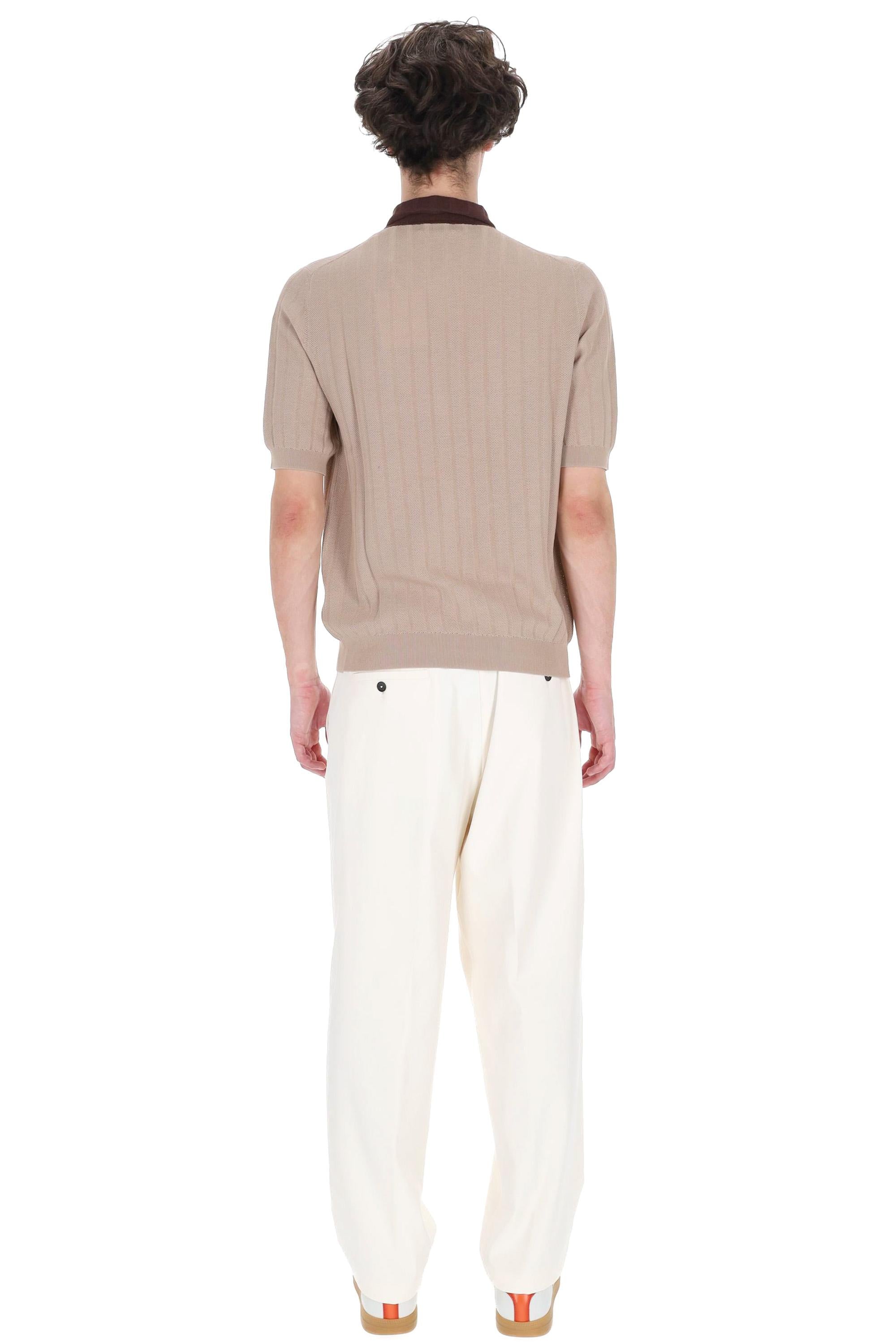 Ballantyne Polo-camicia in cotone tramato con profili in contrasto B2H034 14C13 94539