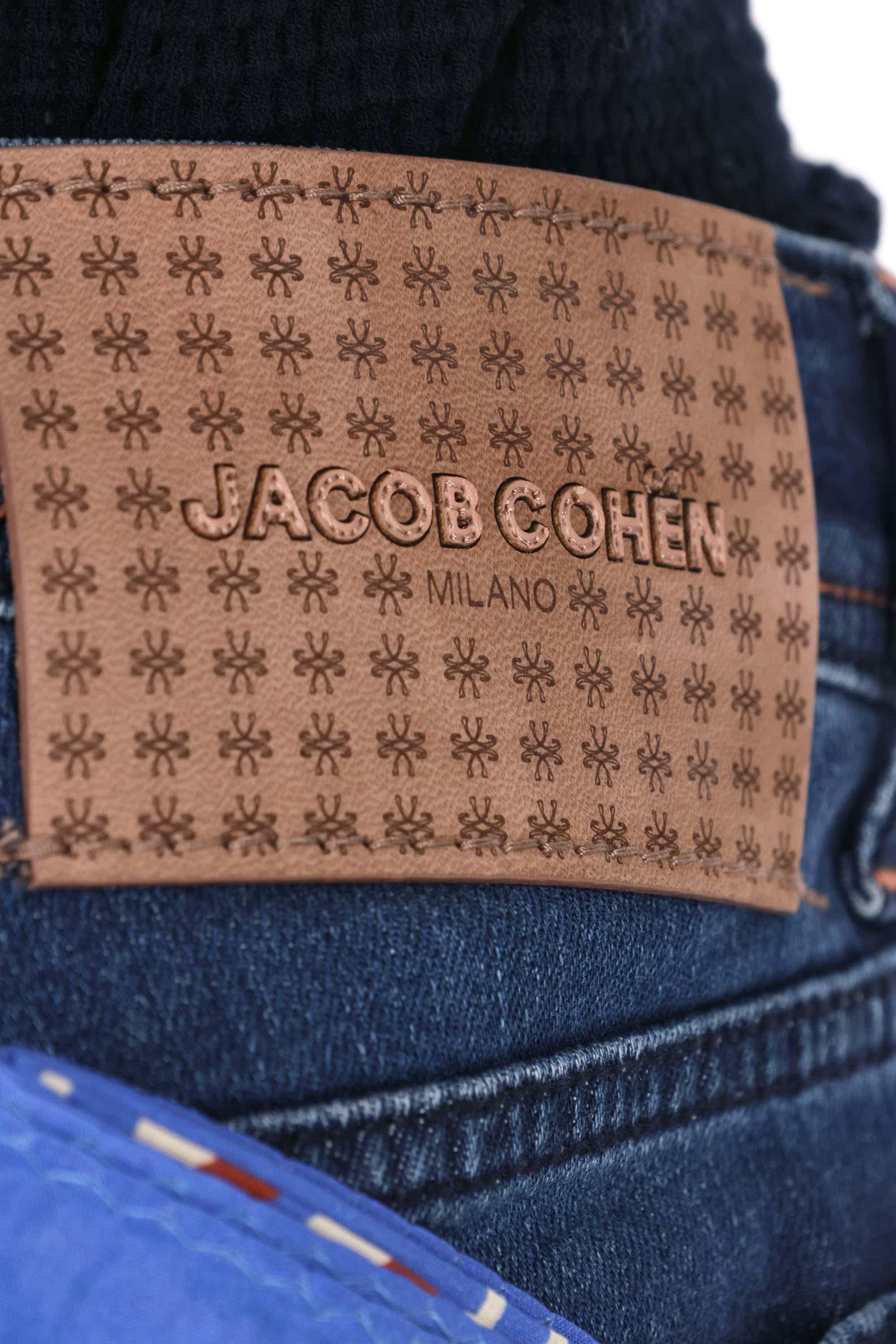 Jacob Cohen Jeans etichetta pelle logata in cotone comfort Bard fit QE004-056-S4255 100D