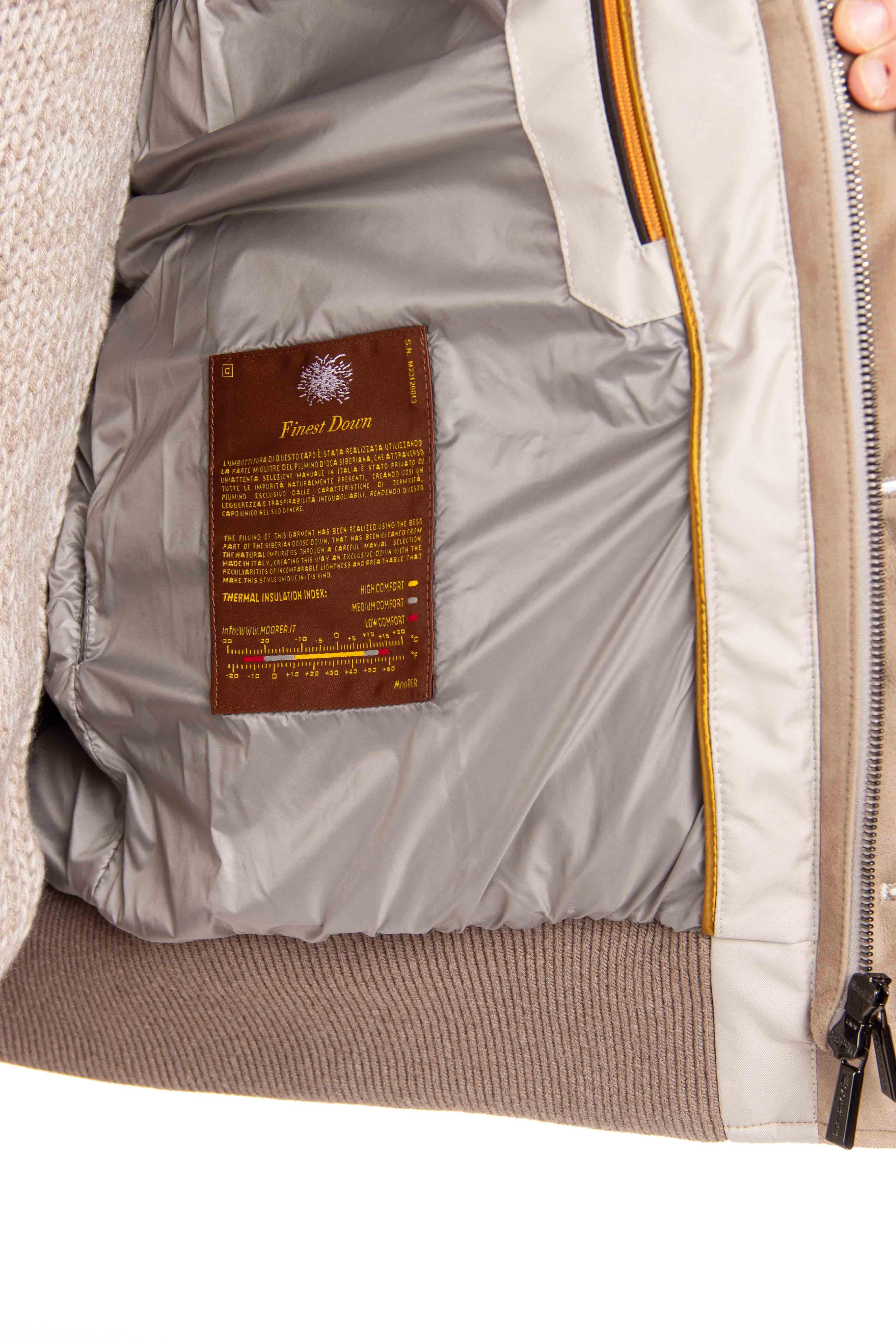 Moorer Piumino bomber con collo in castoro mod. Audenio-GF AUDENIO-GF STONE