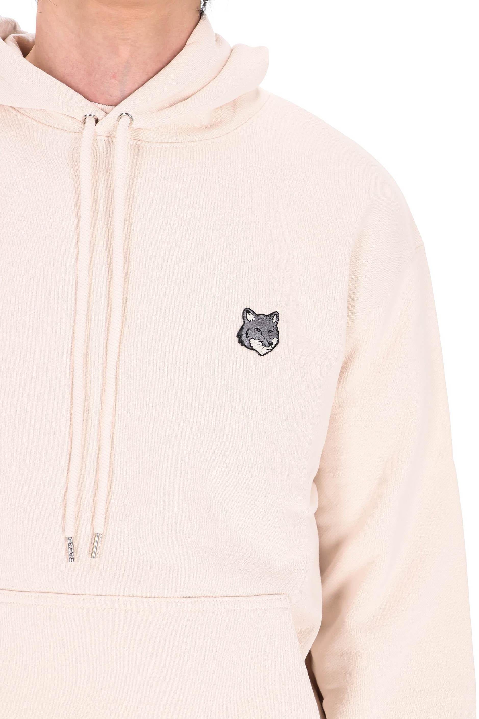 Maison Kitsuné Felpa con cappuccio in cotone regular fit con volpe grigia PM00703KM0341 LILAC POWDER