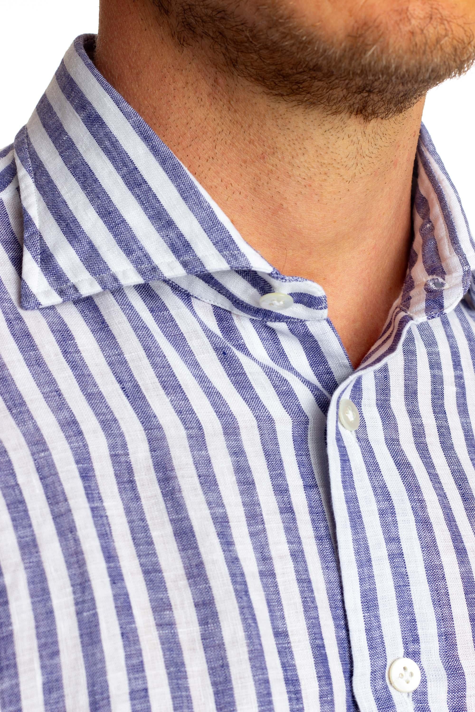 Camicia sartoriale rigata in puro lino 18052 3 Borriello