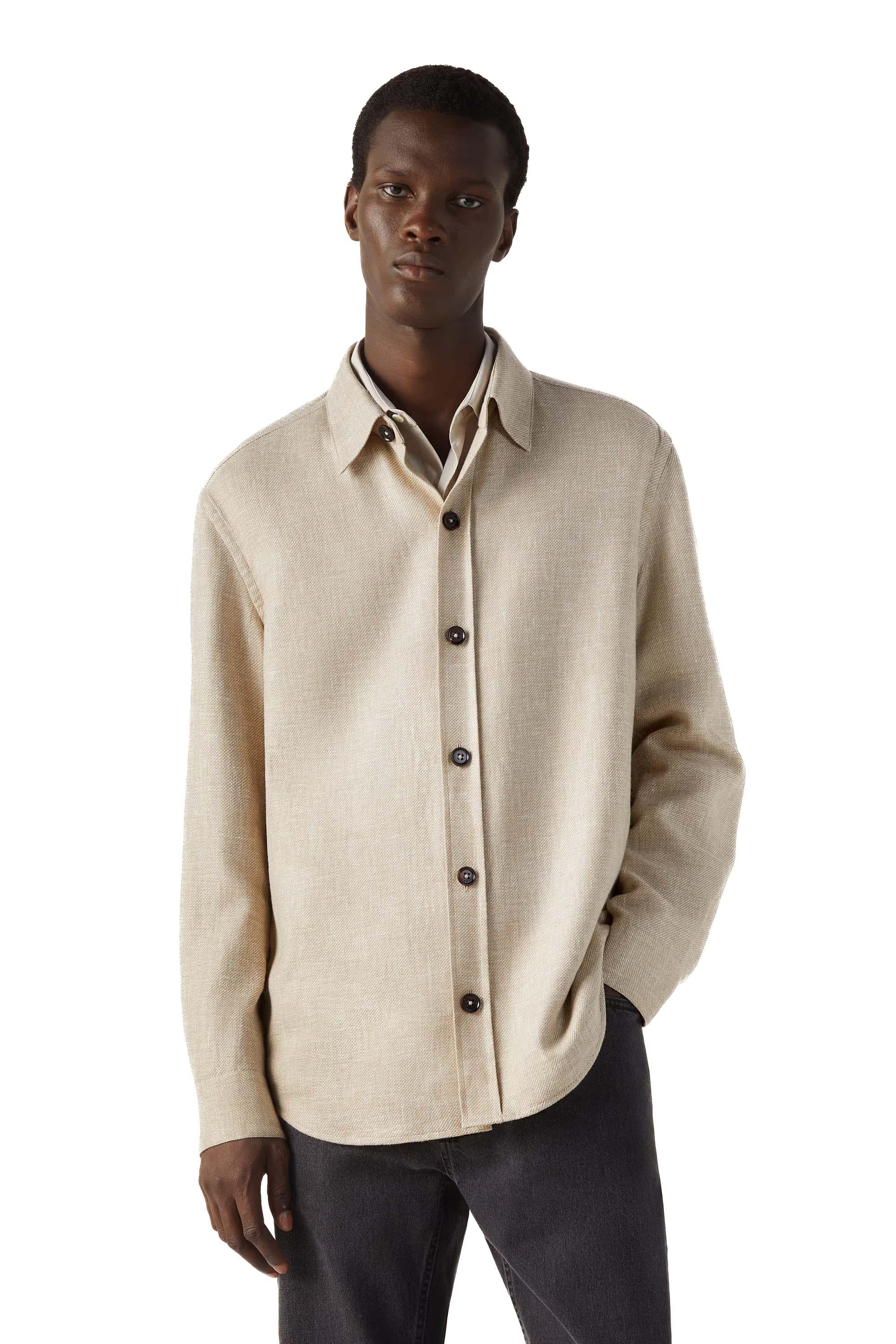 Zegna Overshirt in cashmere-lino-seta UHV75A3-SOT52 N03G